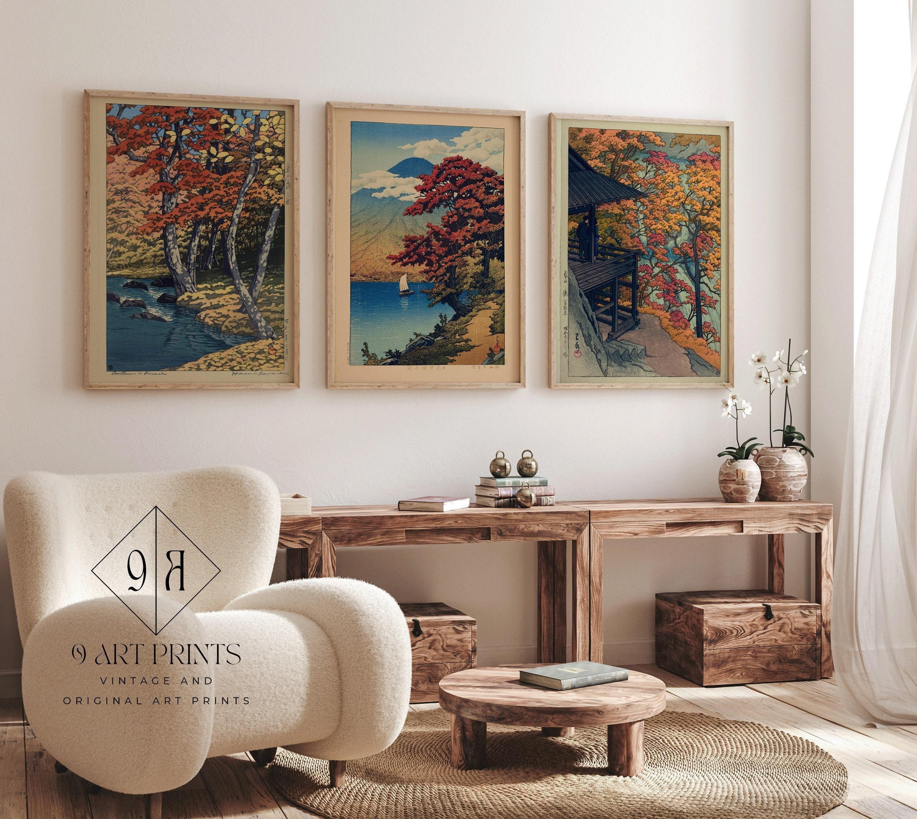 Kawase Hasui Japanese Autumn Landscape Print Set: Lake Chuzenji & Furukoda Falls - 9ArtPrints