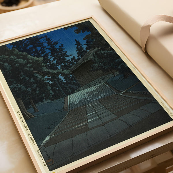 Kawase Hasui — Japanese Woodblock Print: Chuson Temple at Night | Japanese Woodblock Print (Shin Hanga)