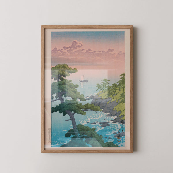 Kawase Hasui — Japanese Woodblock Print: Distant Clouds Over The Sea | Japanese Woodblock Print (Shin Hanga)