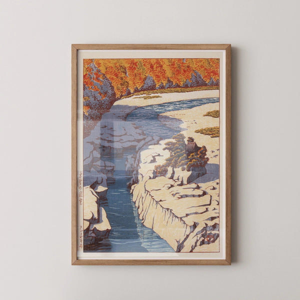 Kawase Hasui — Japanese Woodcut Print: Kizo no Nezame Autumn River Landscape (Available Framed) | Japanese Woodblock Print (Shin Hanga)