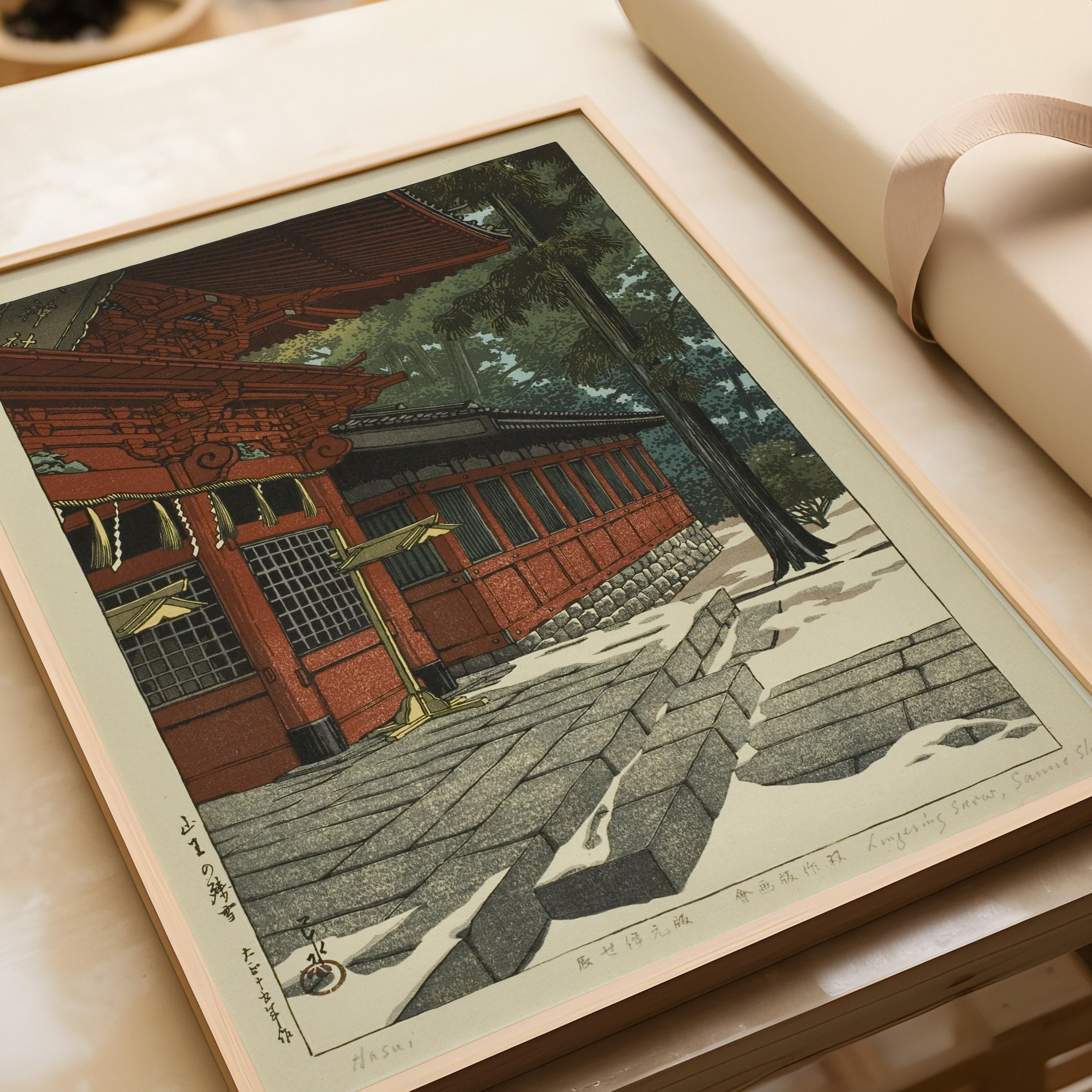 Kawase Hasui - Lingering Snow at Sanno: Vintage Japanese Woodblock Print - 9ArtPrints