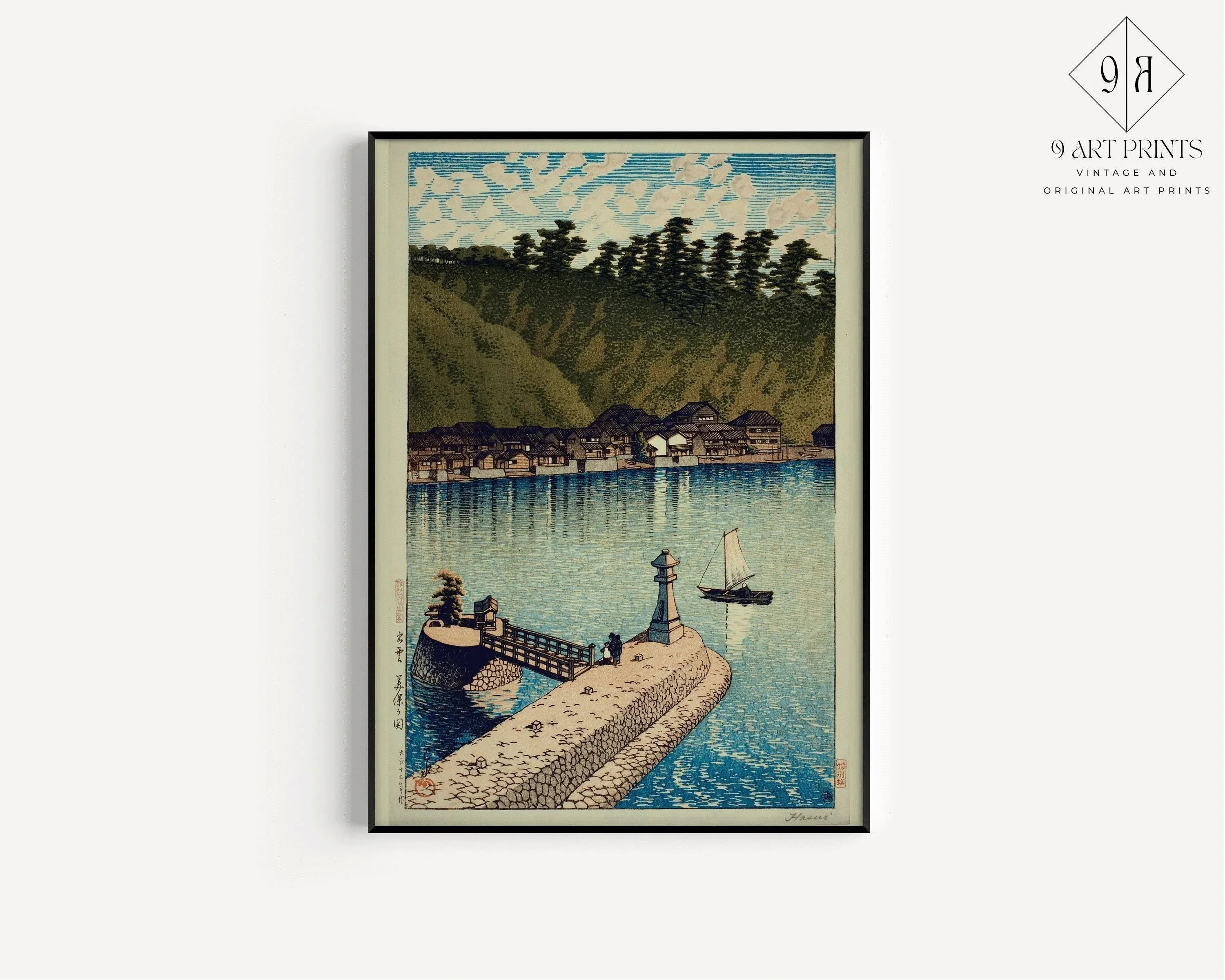 Kawase Hasui - Mihogaseki Bridge: Vintage Japanese Woodcut Giclee Print - 9ArtPrints