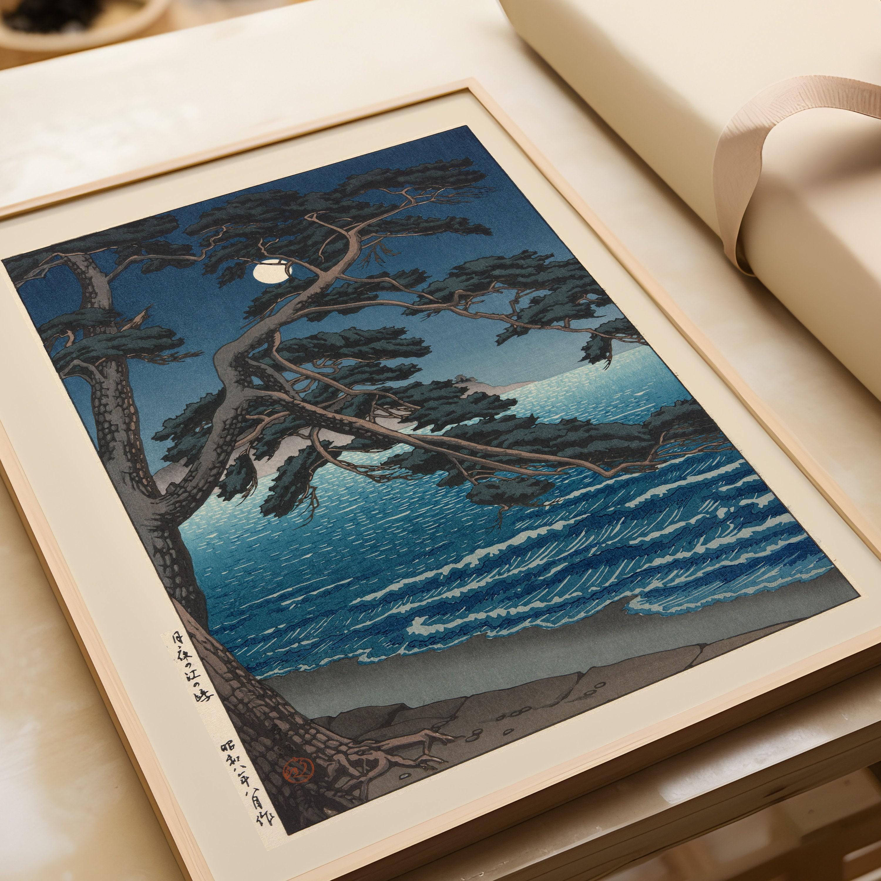 Kawase Hasui - Moon at Enoshima Beach Giclee Print: Vintage Japanese Woodblock Art - 9ArtPrints