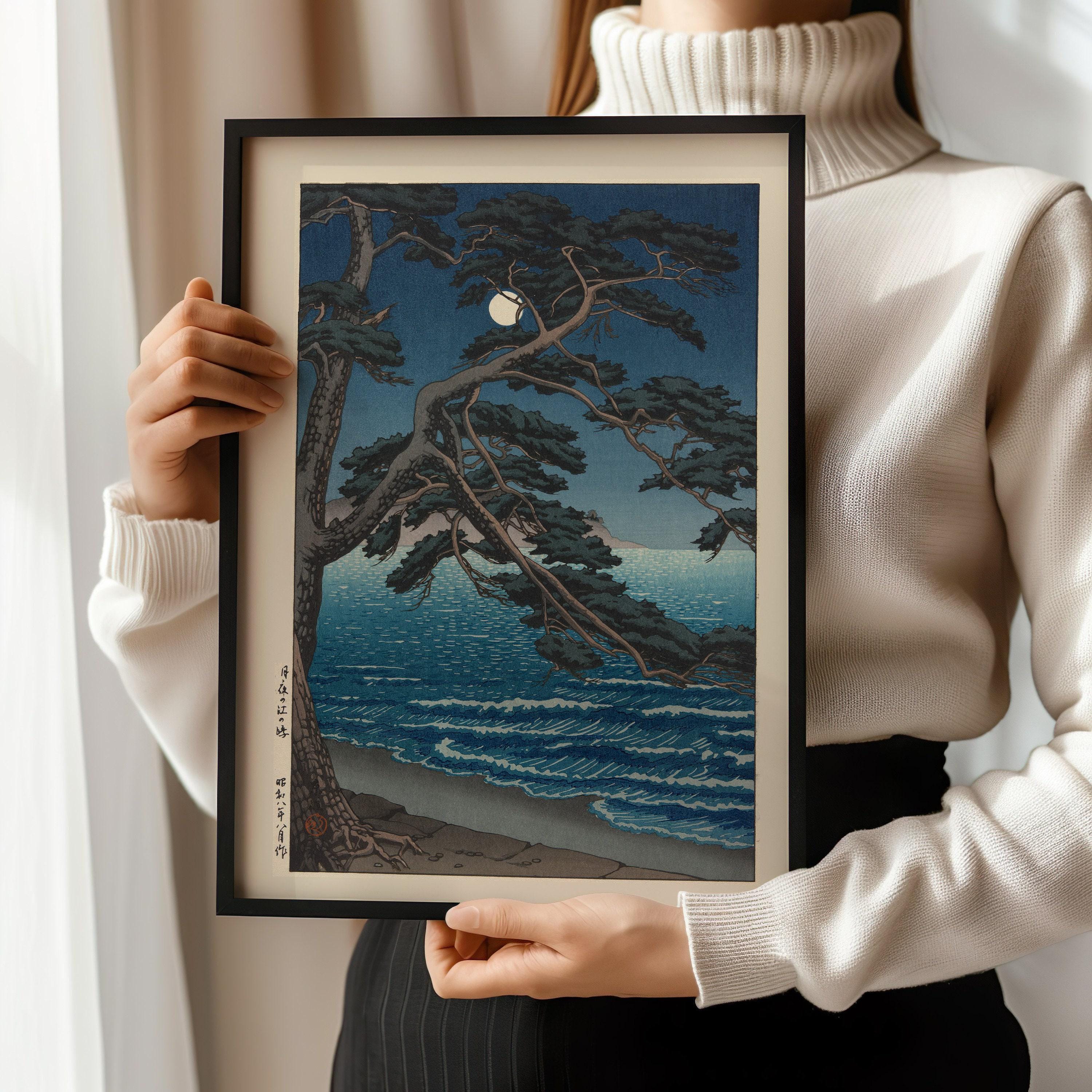 Kawase Hasui - Moon at Enoshima Beach Giclee Print: Vintage Japanese Woodblock Art - 9ArtPrints