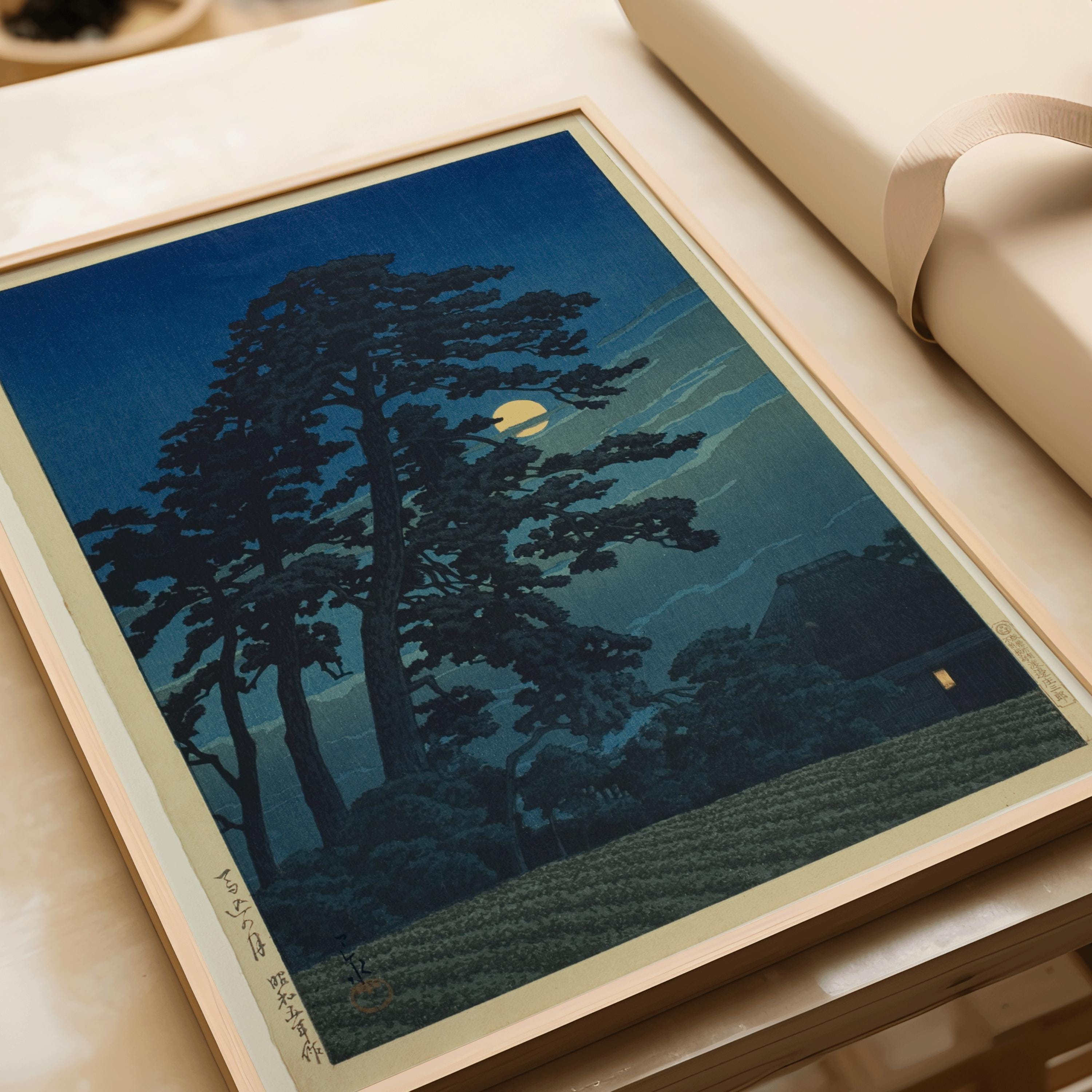 Kawase Hasui - Moon at Umagome | PREMIUM GICLÉE PRINT | Vintage Japanese Woodblock Ukiyo - e Art (available handframed or unframed) - 9ArtPrints