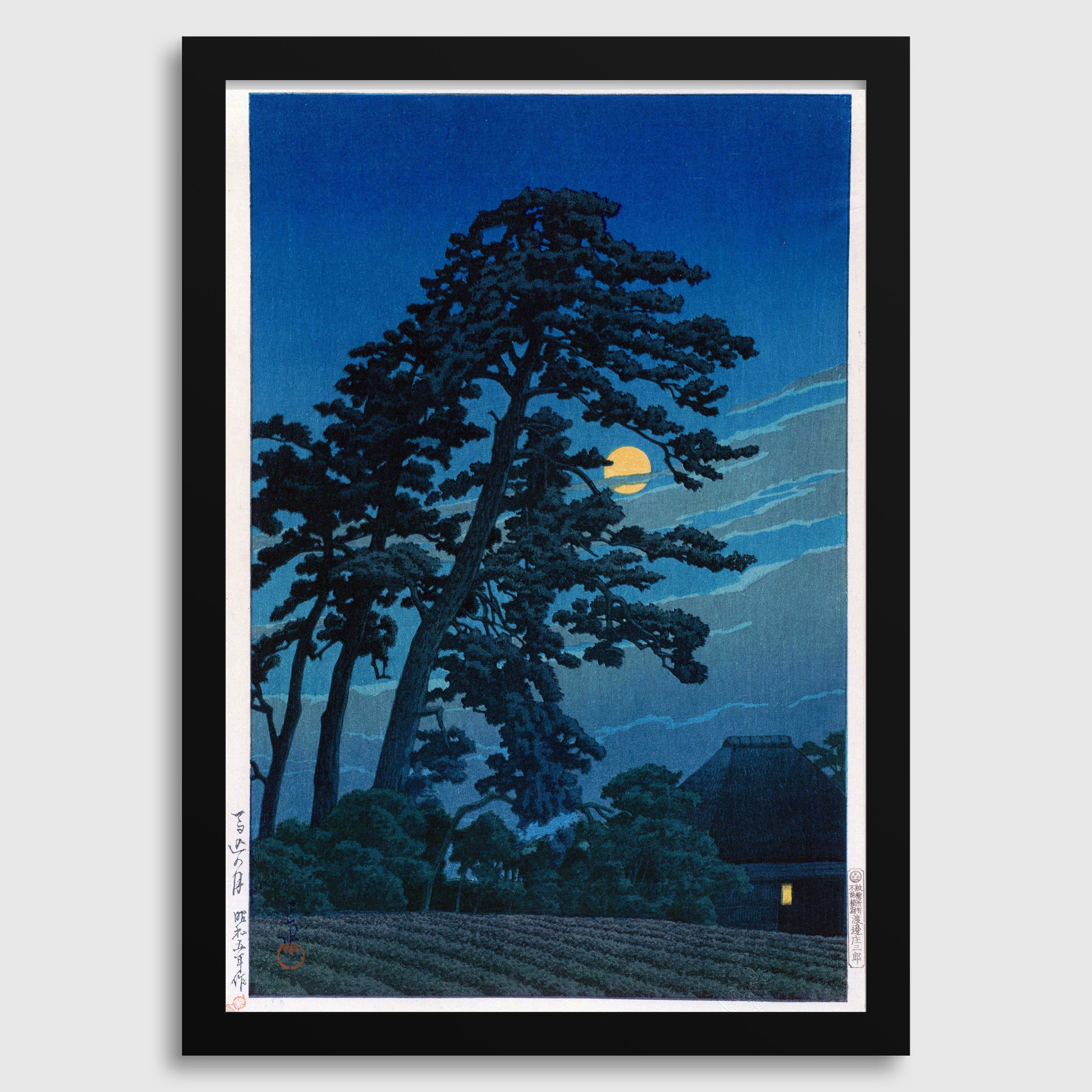 Kawase Hasui Moon at Umagome Print: Vintage Japanese Woodblock Art - 9ArtPrints