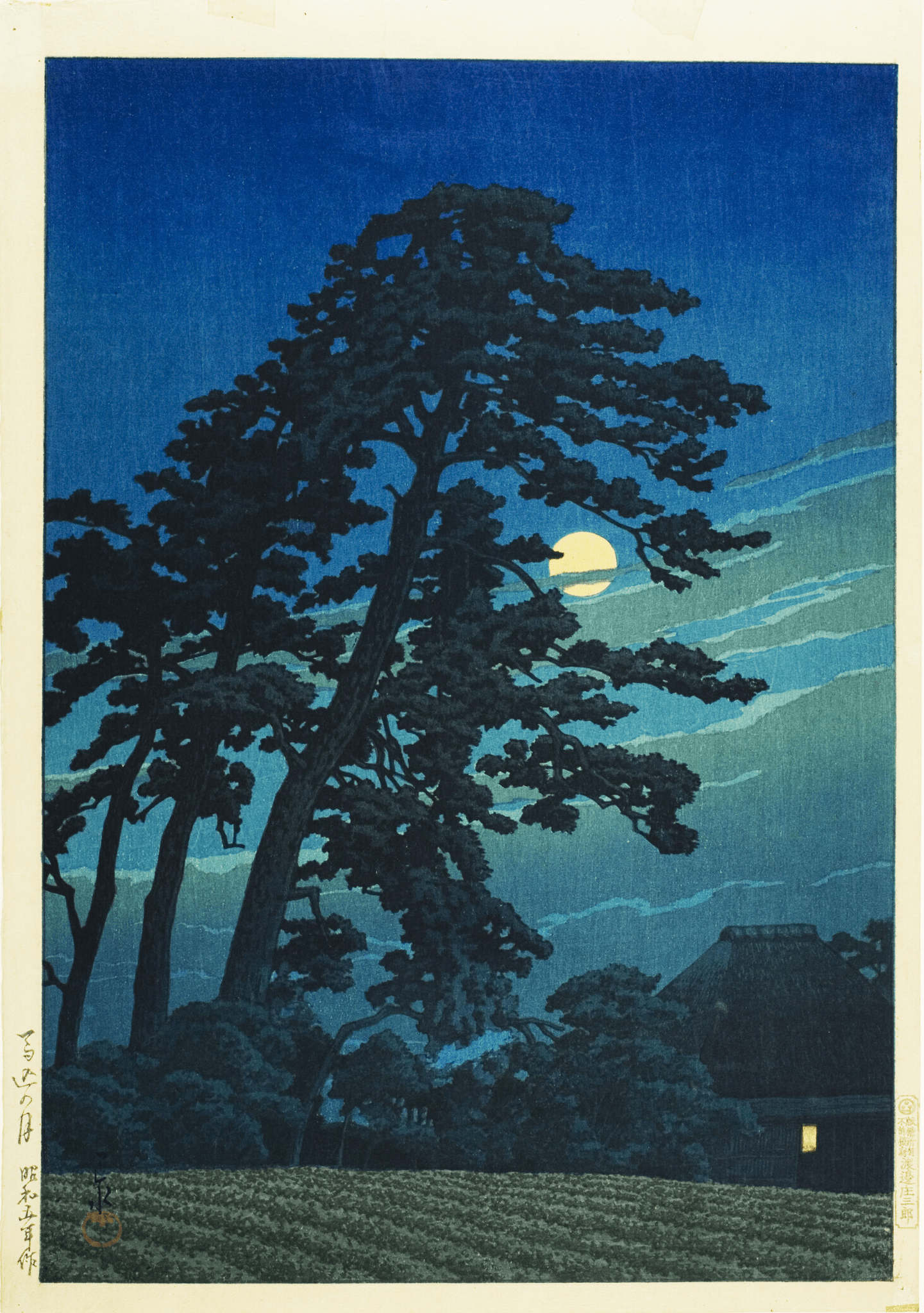 Kawase Hasui — Moon Over Magome Print | Japanese Woodblock Print (Shin Hanga) - 9ArtPrints