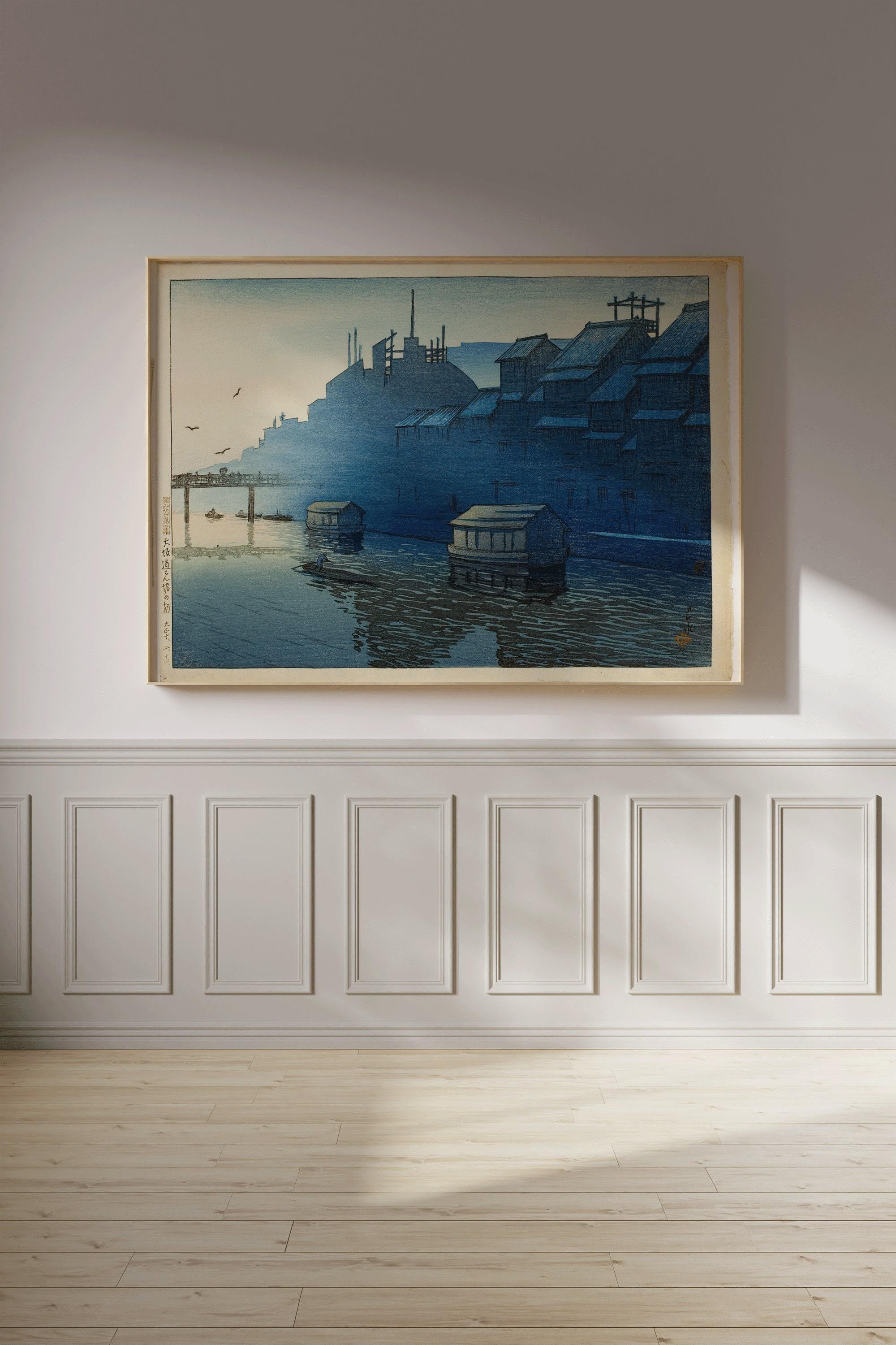 Kawase Hasui - Morning at Dotonbori, Osaka | PREMIUM GICLÉE PRINT | Japanese Vintage Woodblock Art (available handframed or unframed) - 9ArtPrints
