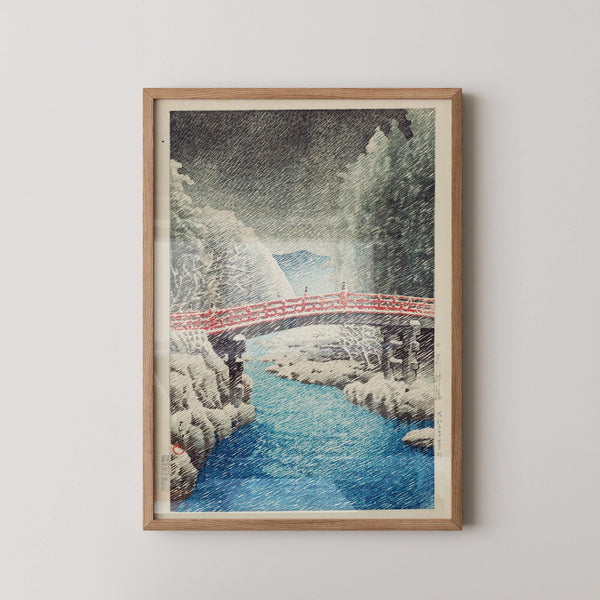Kawase Hasui — Nikko Snow Bridge: Vintage | Japanese Woodblock Print (Shin Hanga)