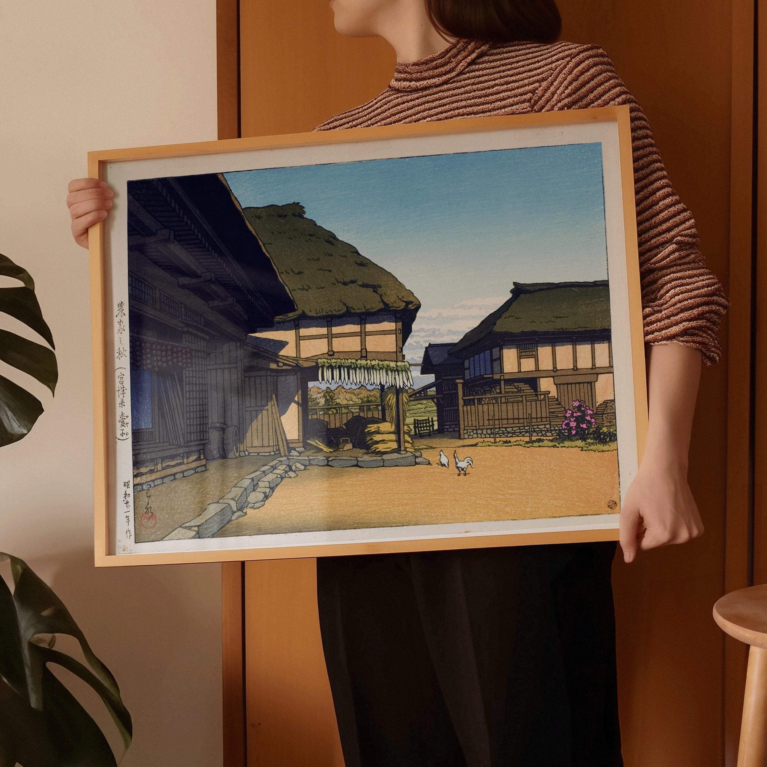 Kawase Hasui Print: Japanese Farmhouse in Autumn, Miyagi Prefecture - 9ArtPrints