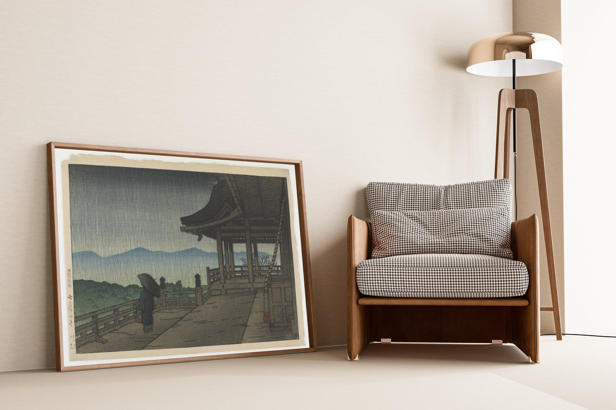 Kawase Hasui — Rain at Kiyomizu Temple | Japanese Woodblock Print (Shin Hanga) - 9ArtPrints