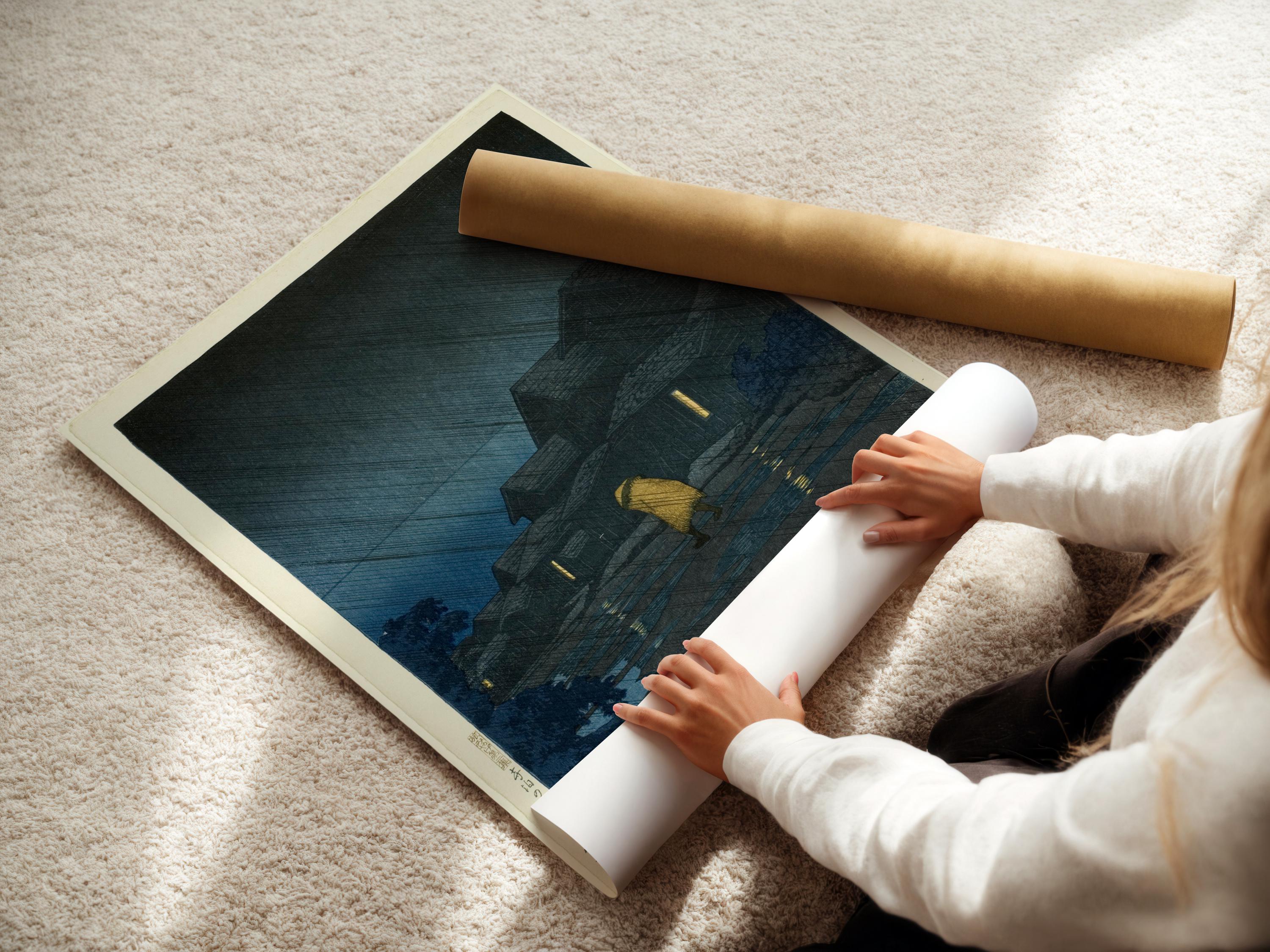 Kawase Hasui Rain at Teradomari Giclée Print: Japanese Woodblock Art - 9ArtPrints