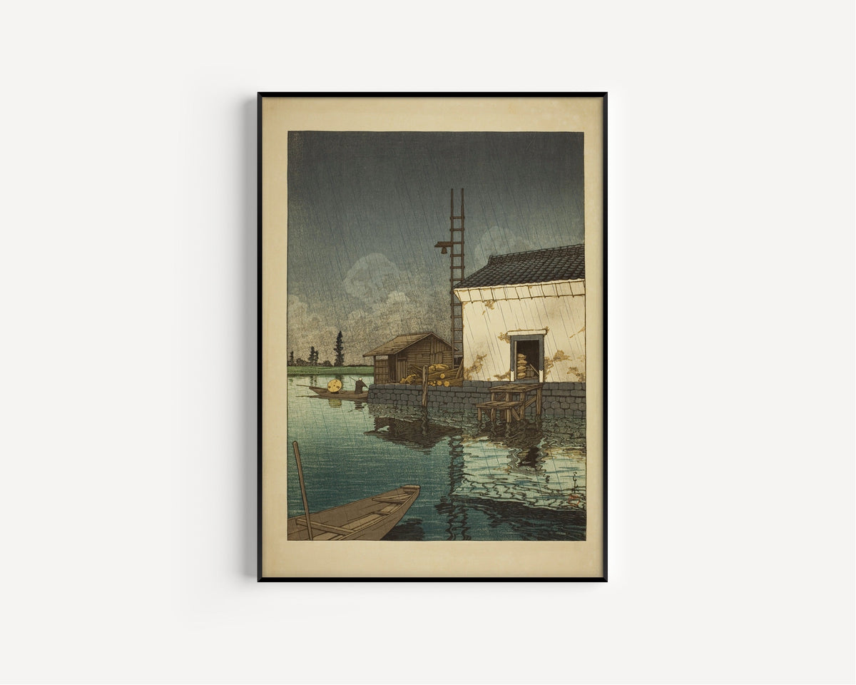 Kawase Hasui — Rain at Ushibori | Japanese Woodblock Print (Shin Hanga) - 9ArtPrints