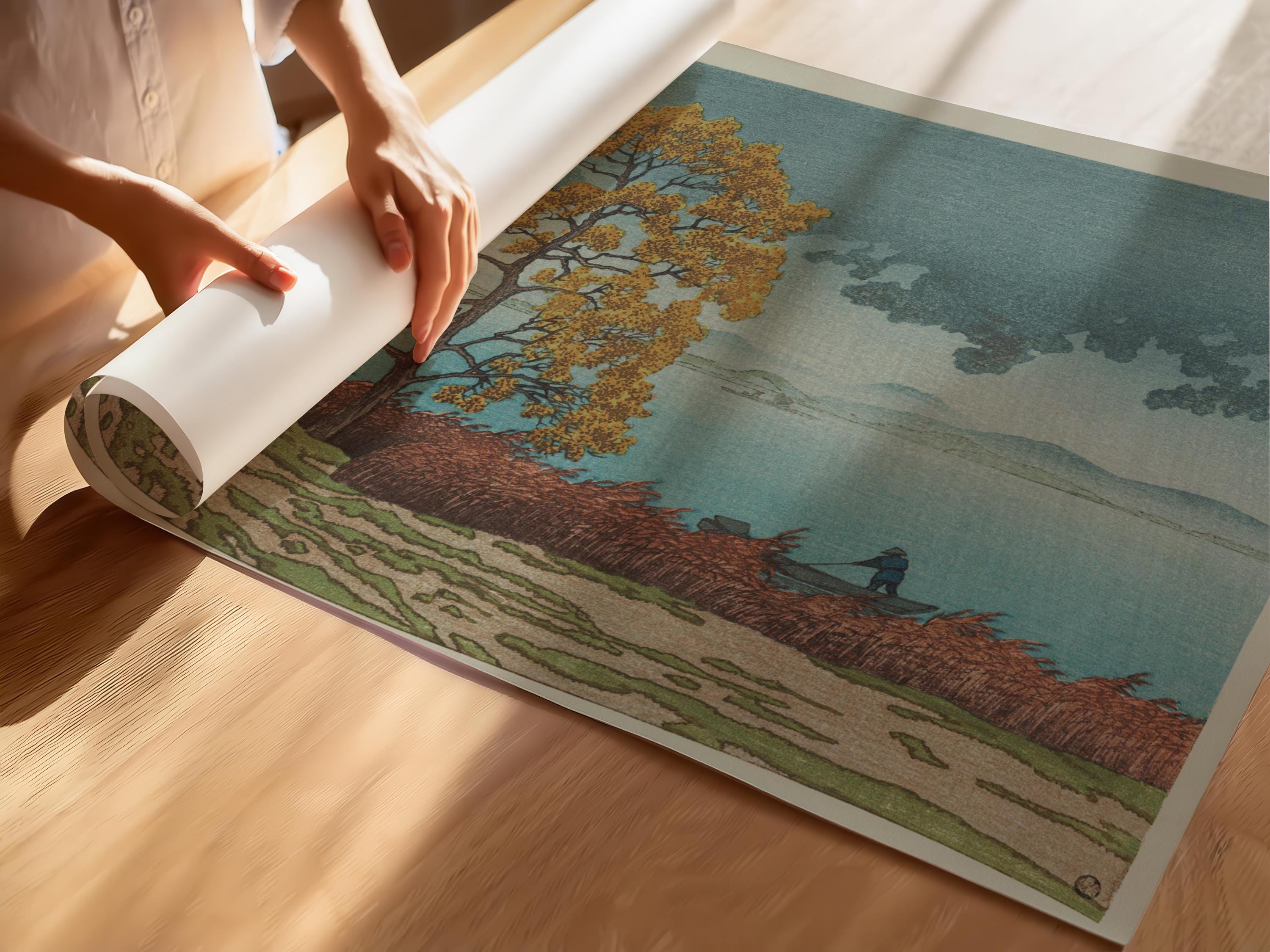 Kawase Hasui - Rain on Lake Matsue: Japanese Vintage Art Giclée Print - 9ArtPrints