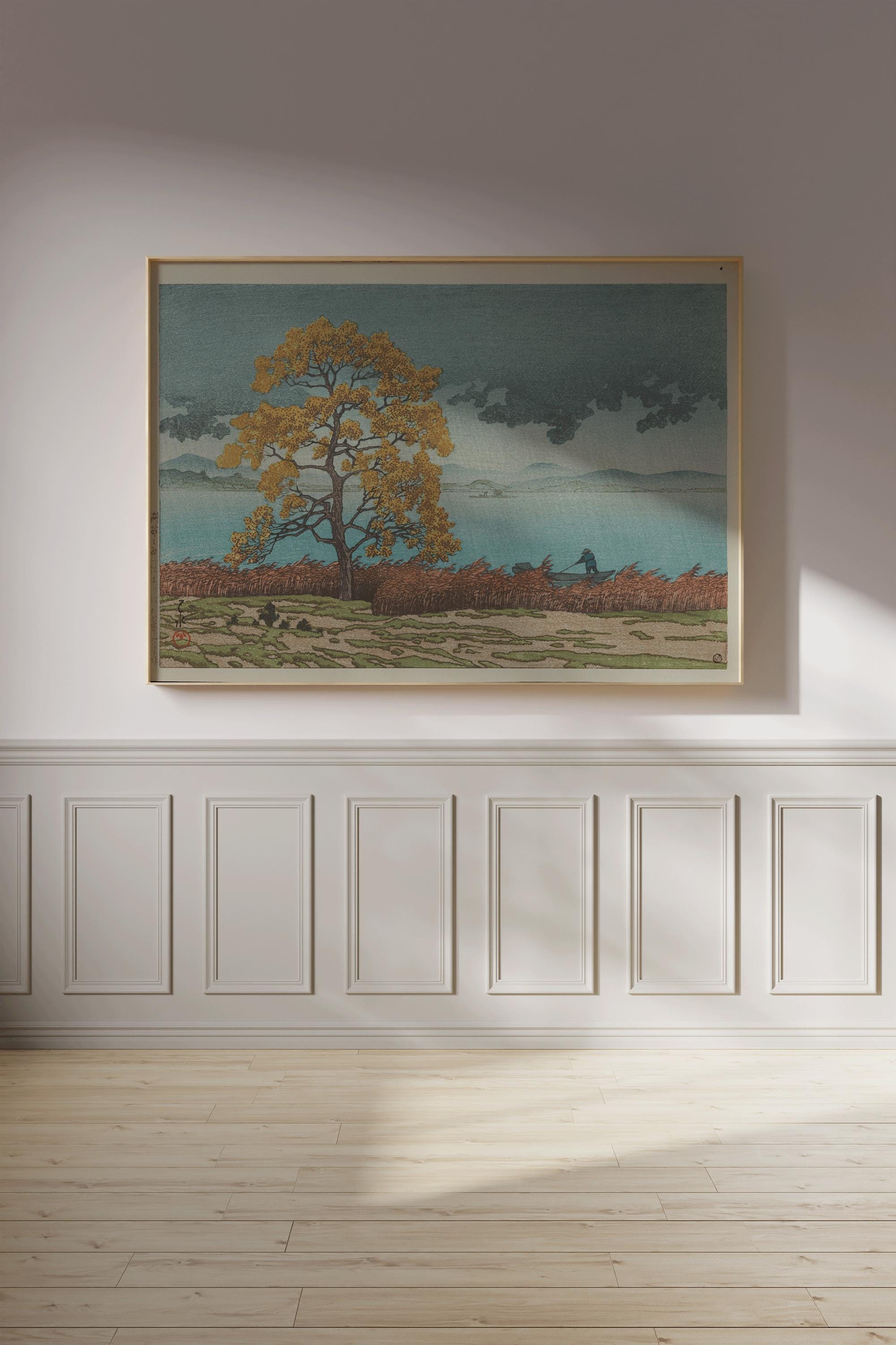 Kawase Hasui - Rain on Lake Matsue: Japanese Vintage Art Giclée Print - 9ArtPrints