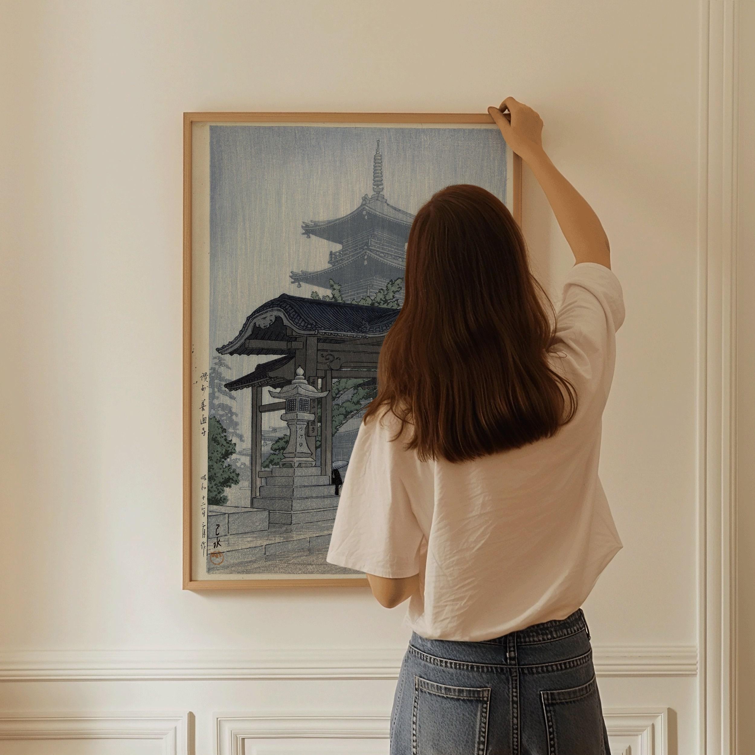 Kawase Hasui - Sanshu Temple Giclee Print: Vintage Japanese Ukiyo - e Art - 9ArtPrints