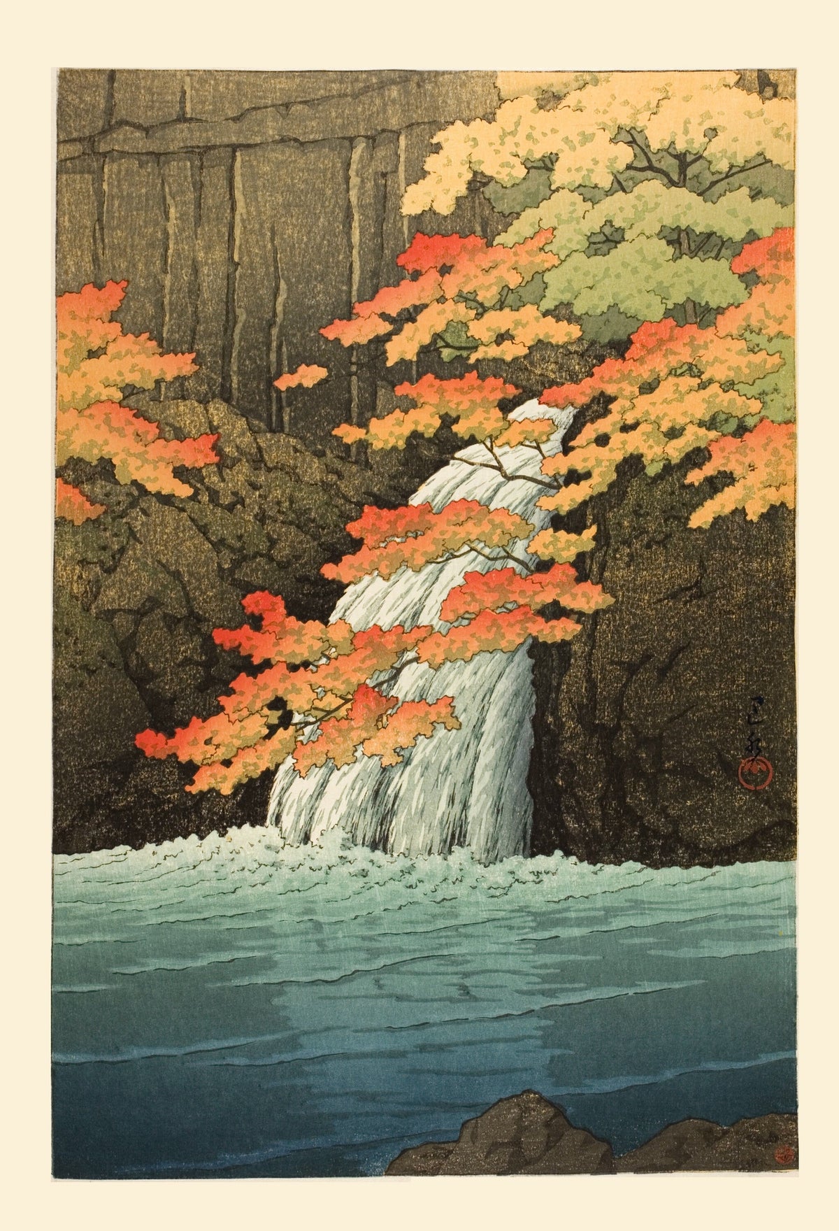 Kawase Hasui — Senju Waterfall, Akame | Japanese Woodblock Print (Shin Hanga) - 9ArtPrints