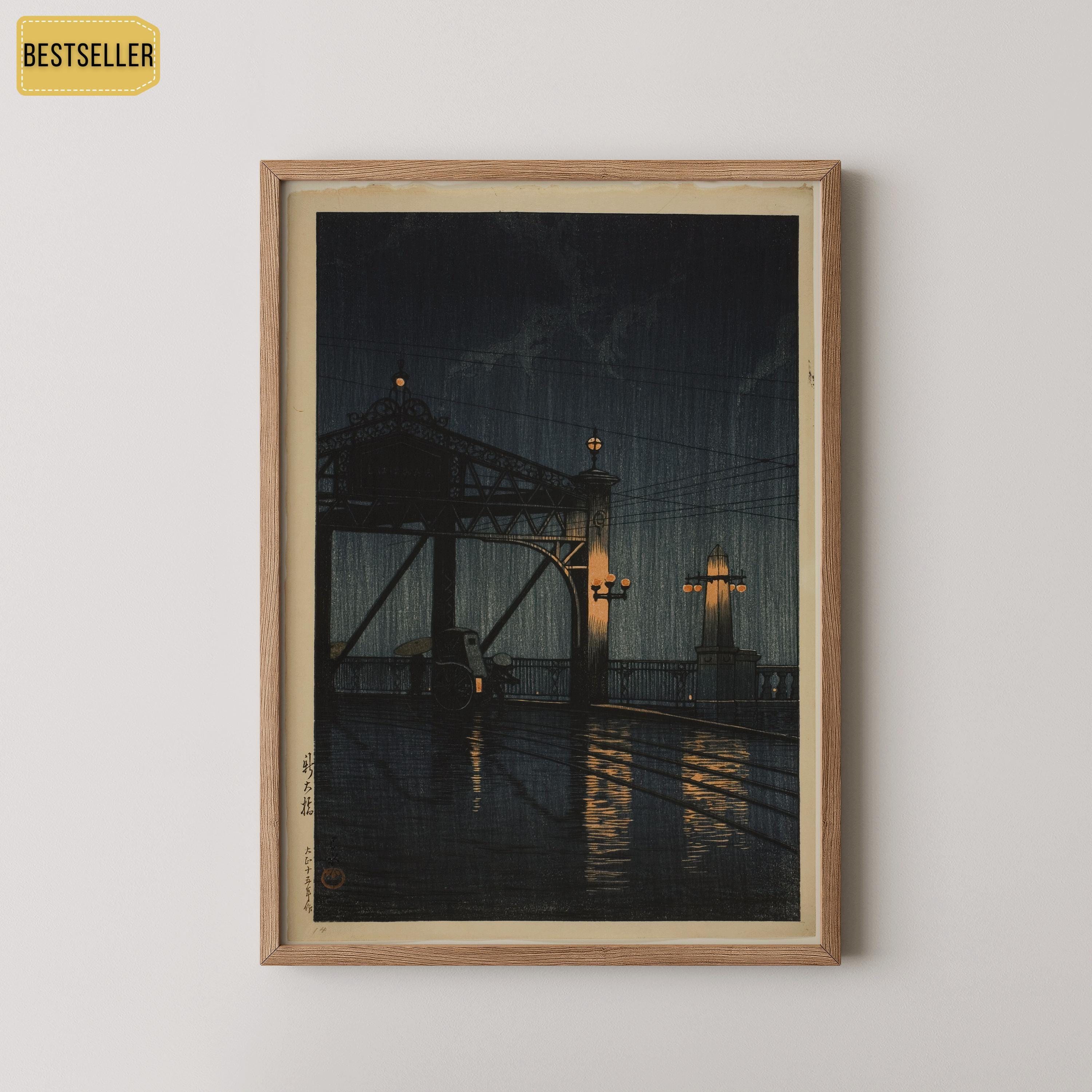Kawase Hasui - Shin Ohashi Bridge at Night | PREMIUM GICLÉE PRINT | Vintage Japanese Woodblock Art (available handframed or unframed) - 9ArtPrints