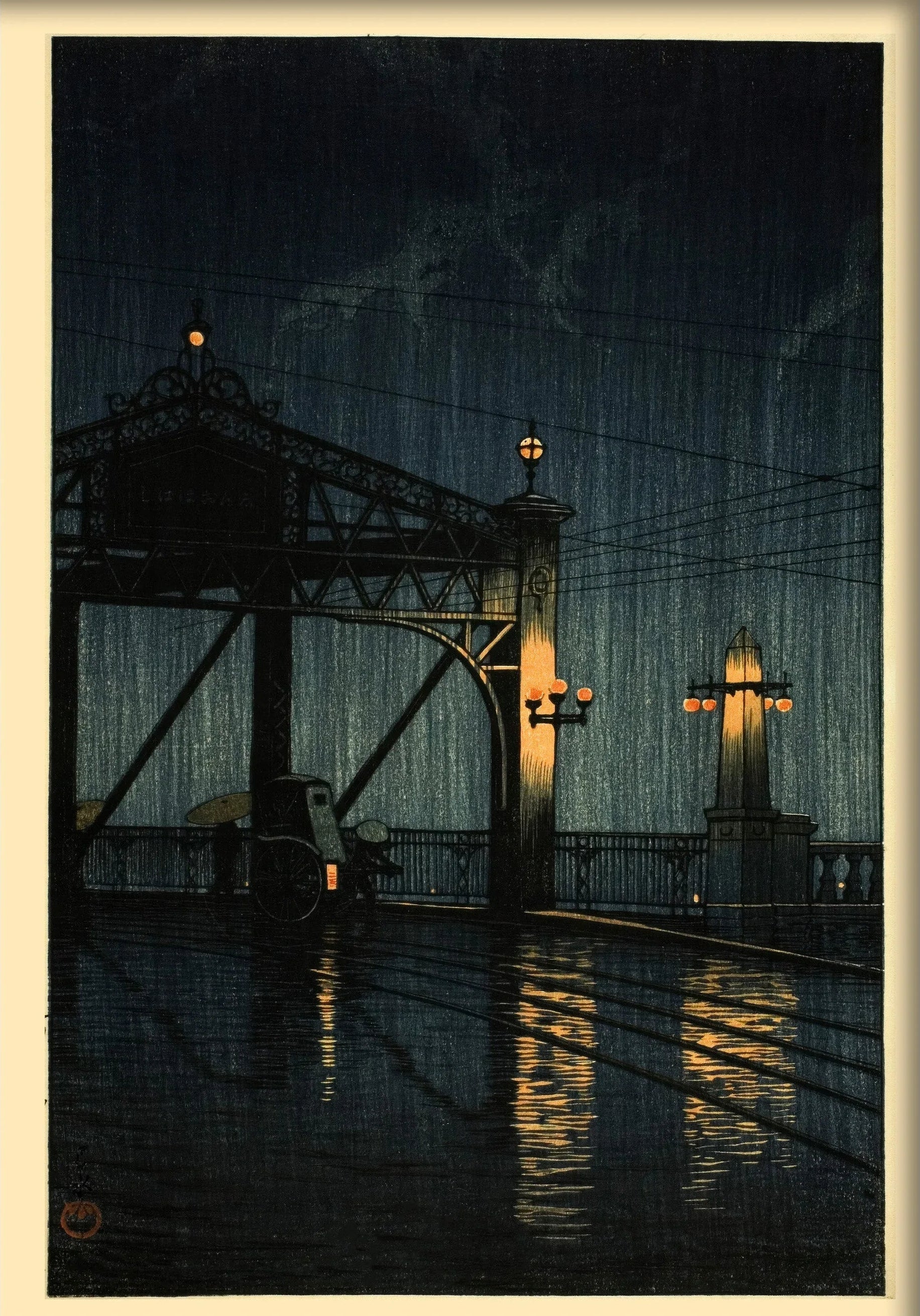 Kawase Hasui Shin Ohashi Bridge Print: Vintage Japanese Woodblock Art - 9ArtPrints