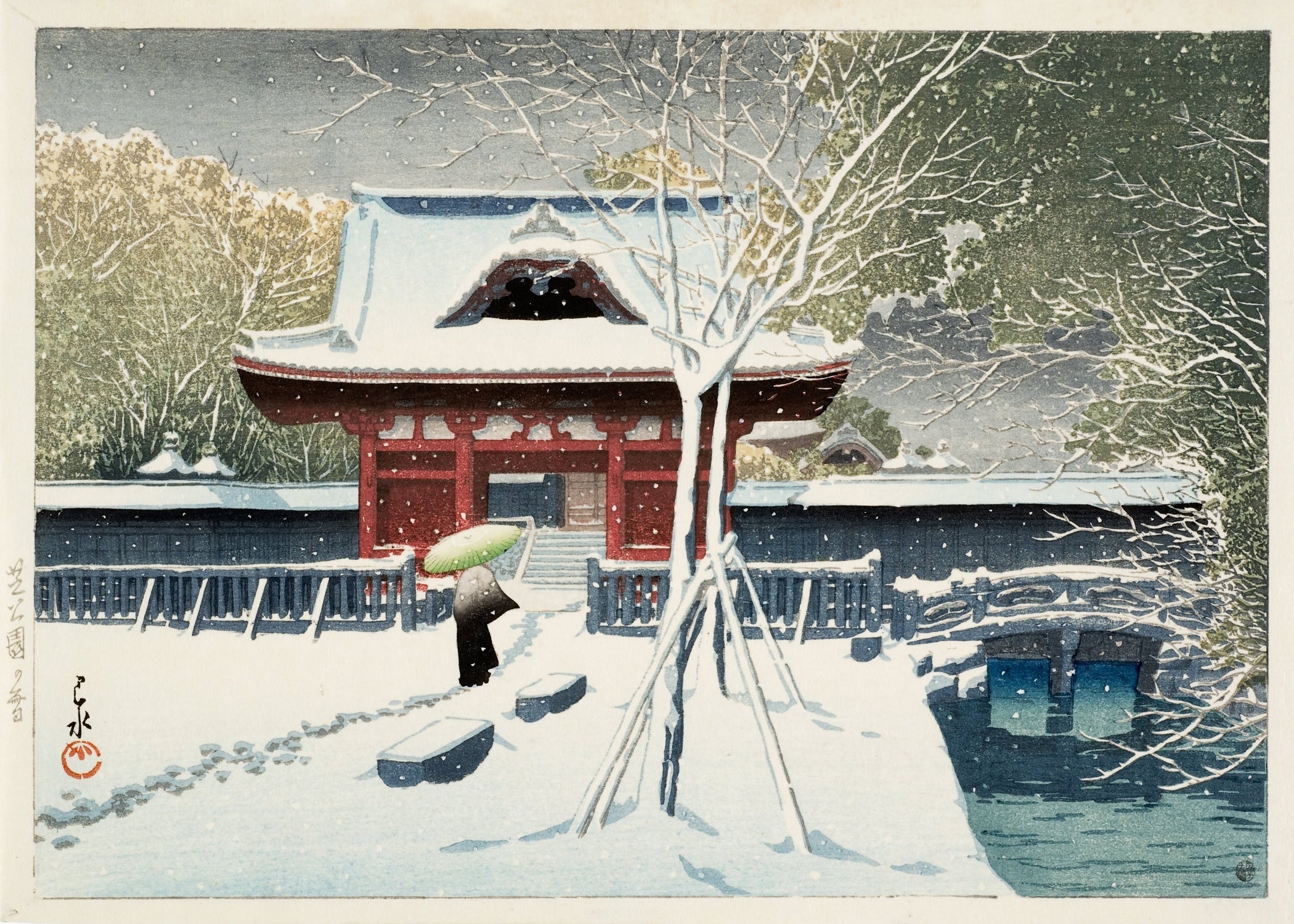 Kawase Hasui — Snow at Shiba Park: Japanese Woodblock | Japanese Woodblock Print (Shin Hanga) - 9ArtPrints