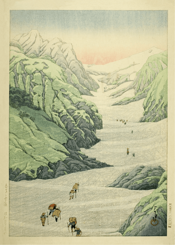 Kawase Hasui — Snow Valley at Mt. Shirouma Giclee Print: | Japanese Woodblock Print (Shin Hanga)