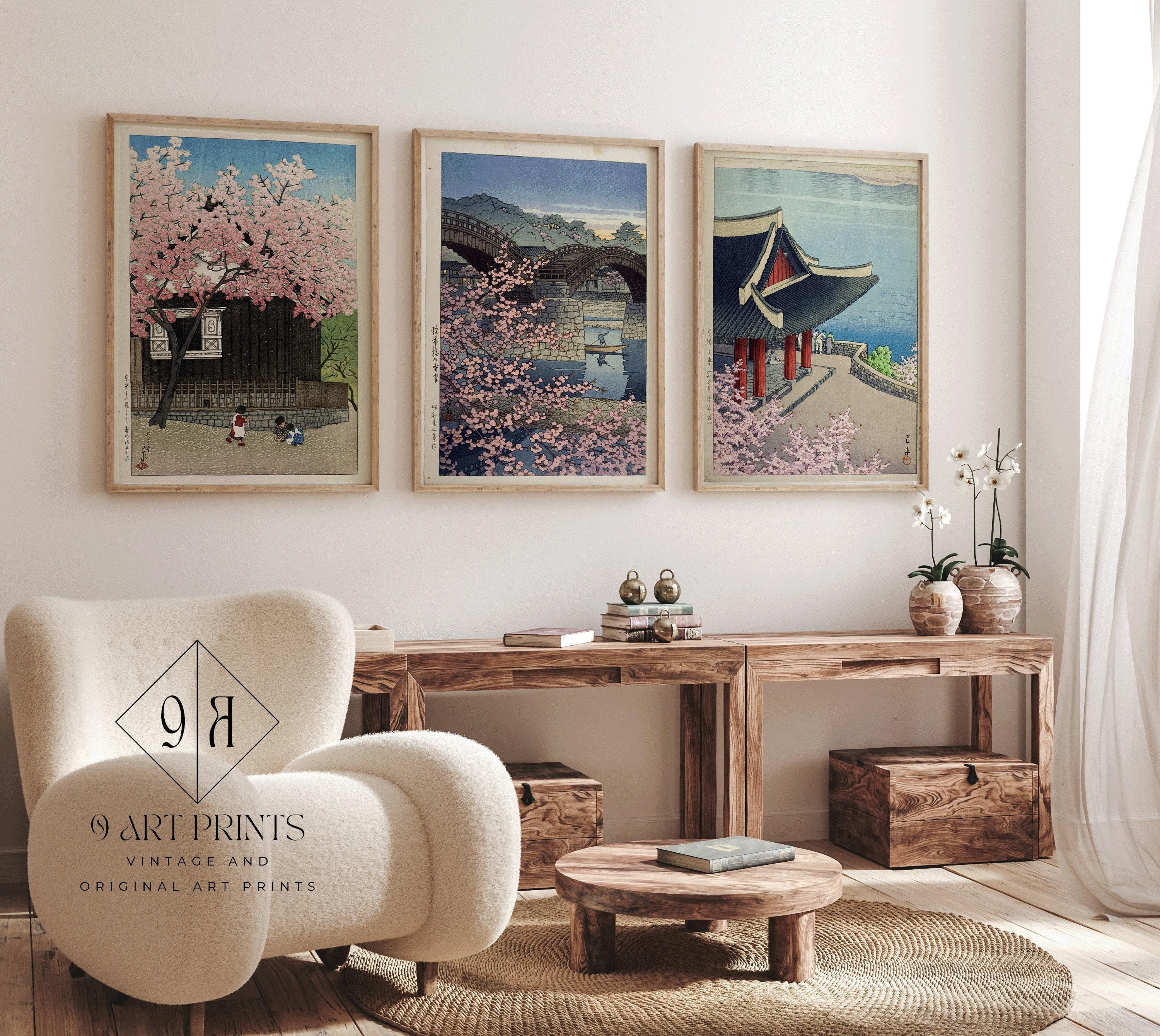 Kawase Hasui Spring Art Print Trio: Kintai Bridge & Mount Atago (Framed Option) - 9ArtPrints