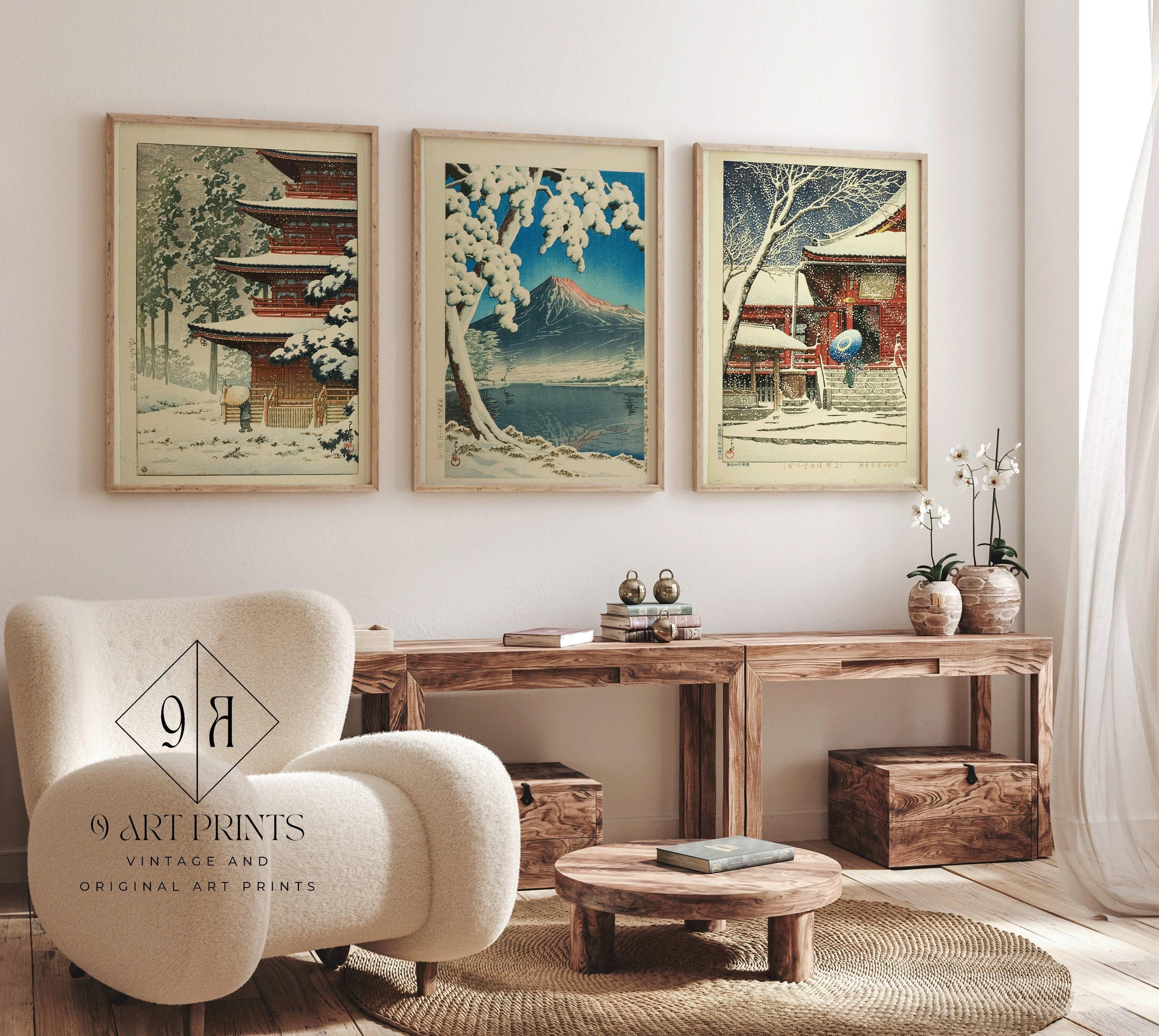 Kawase Hasui - STATEMENT TRIO Snow Theme Art | | Classic Japanese Shin Hanga Art available framed - 9ArtPrints