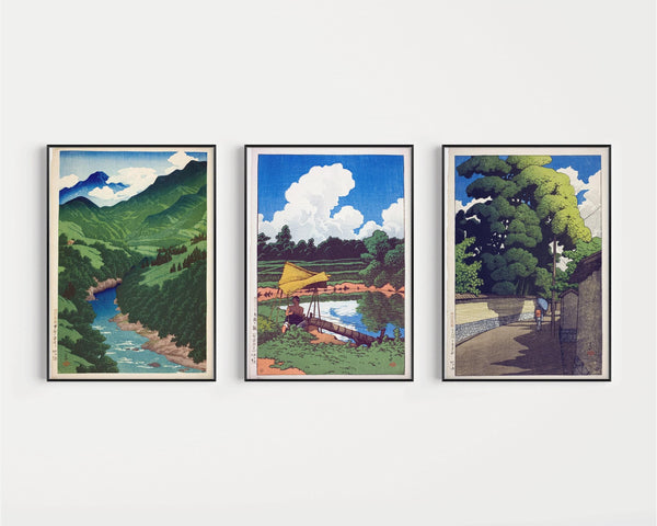 Kawase Hasui — Statement Trio | Summer Landscapes | Japanese Woodblock Art Print (Shin Hanga)