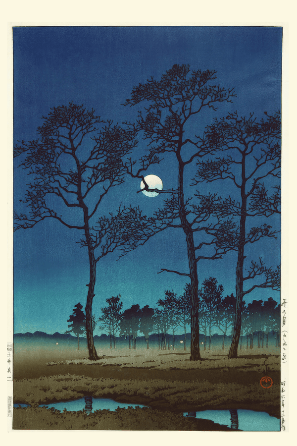 Kawase Hasui — Winter Moon Giclee Print: Vintage Japanese Ukiyo-e Art | Japanese Woodblock Print (Shin Hanga)