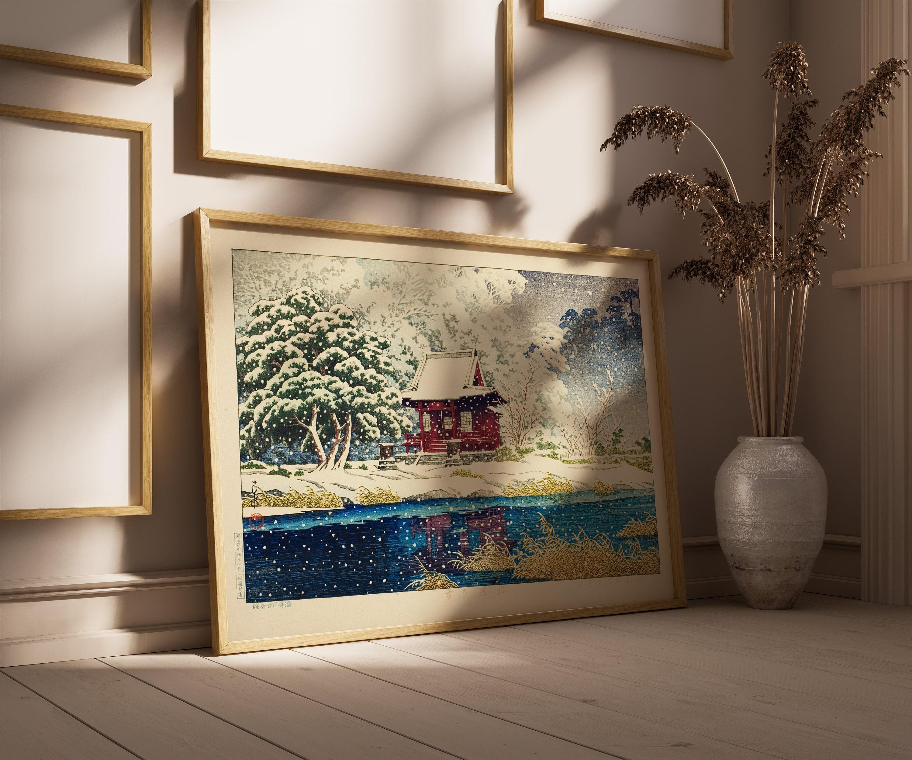 Kawase Hasui Winter Scene Print: Japanese Woodblock Art, Inokashira Benten Shrine - 9ArtPrints