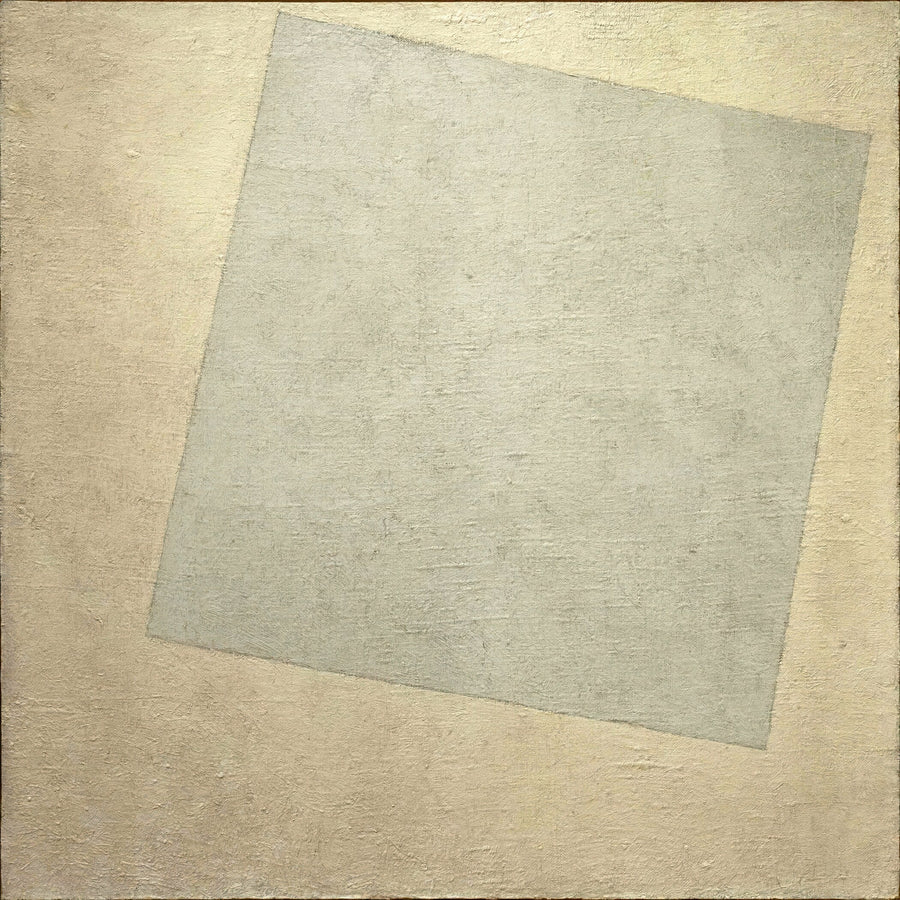 Kazimir Malevich — White on White | Suprematism Fine Art Print (1×1) shown to scale on a wall above a sofa
