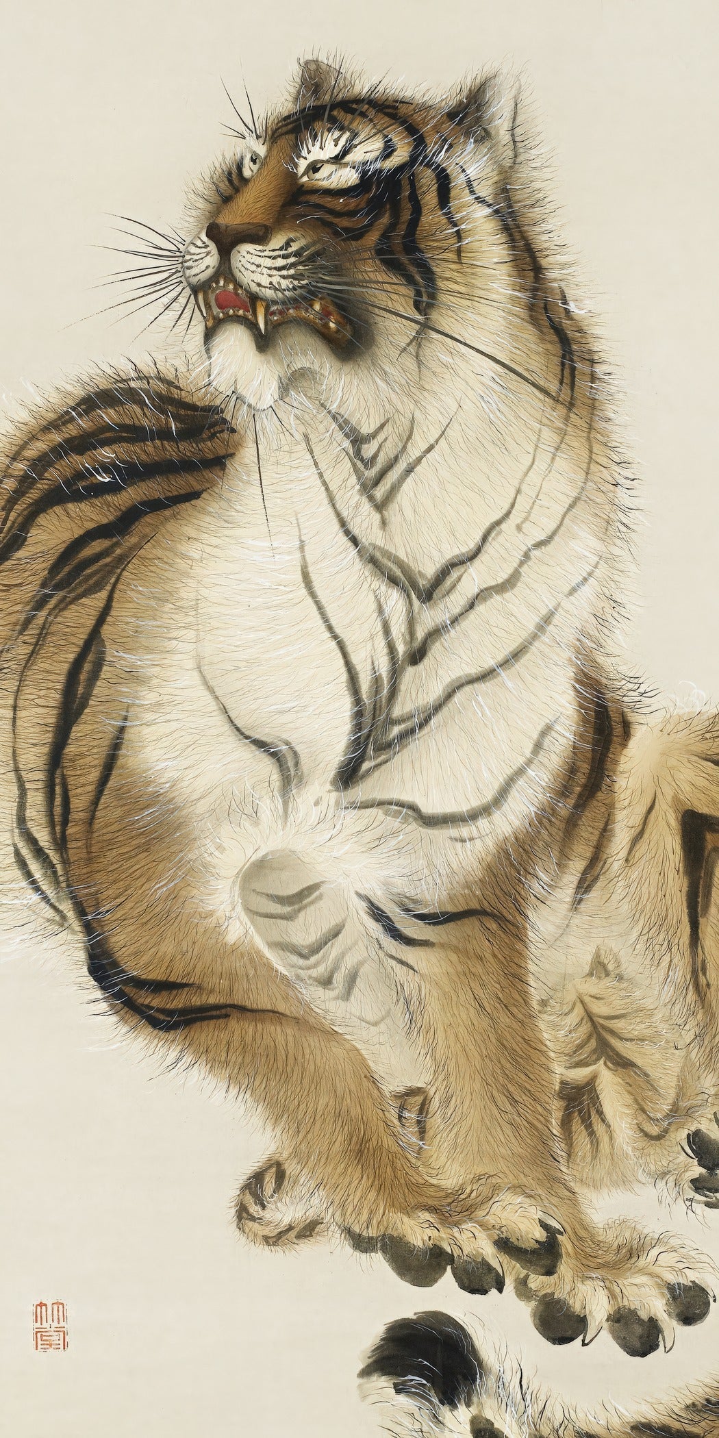 Kishi Chikudō — Sitting Tiger | Meiji Ink Painting - 9ArtPrints