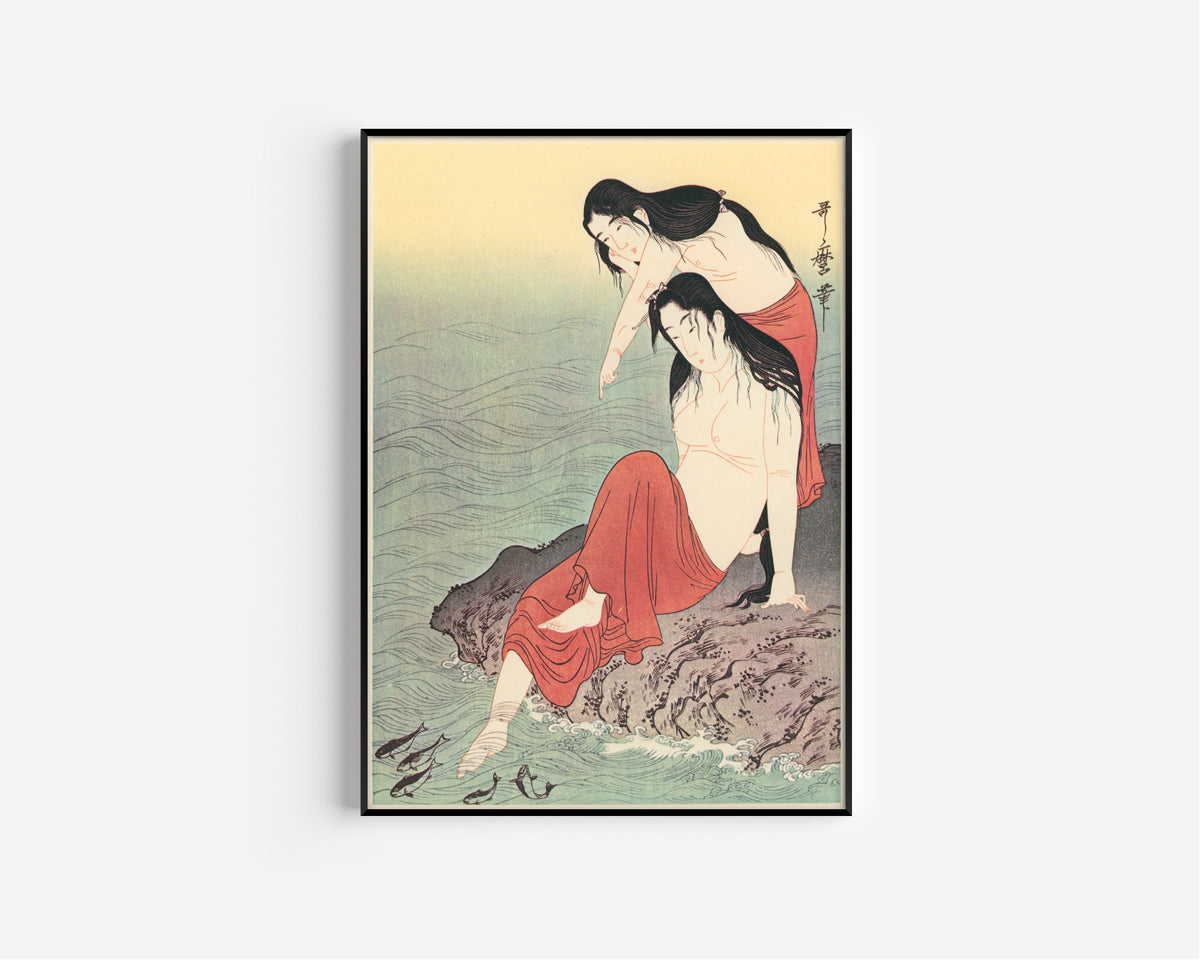 Kitagawa Utamaro — Diving for Abalones (Left) | Japanese Woodblock Print (Ukiyo-e) - 9ArtPrints