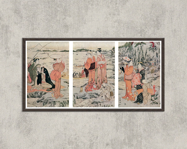 Kitagawa Utamaro — Fishing at the Iwaya Cave, Enoshima | Japanese Woodblock Print (Ukiyo-e)
