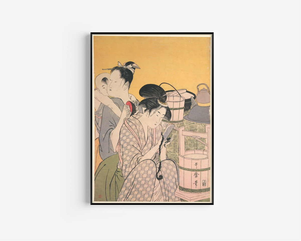 Kitagawa Utamaro — Kitchen Scene (left sheet) | Japanese Woodblock Print (Ukiyo-e) - 9ArtPrints
