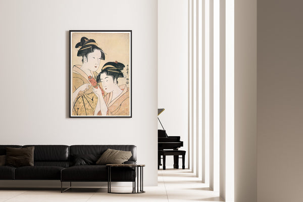 Kitagawa Utamaro — Osen of the Kagiya Giving a Scroll to Takashima Ohisa | Japanese Woodblock Print (Ukiyo-e)