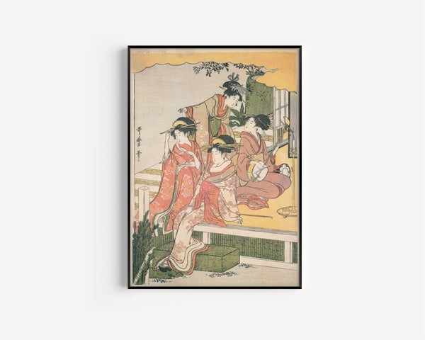 Kitagawa Utamaro — Parody of Ushiwakamaru and Princess Joruri (centre sheet) | Japanese Woodblock Print (Ukiyo-e)