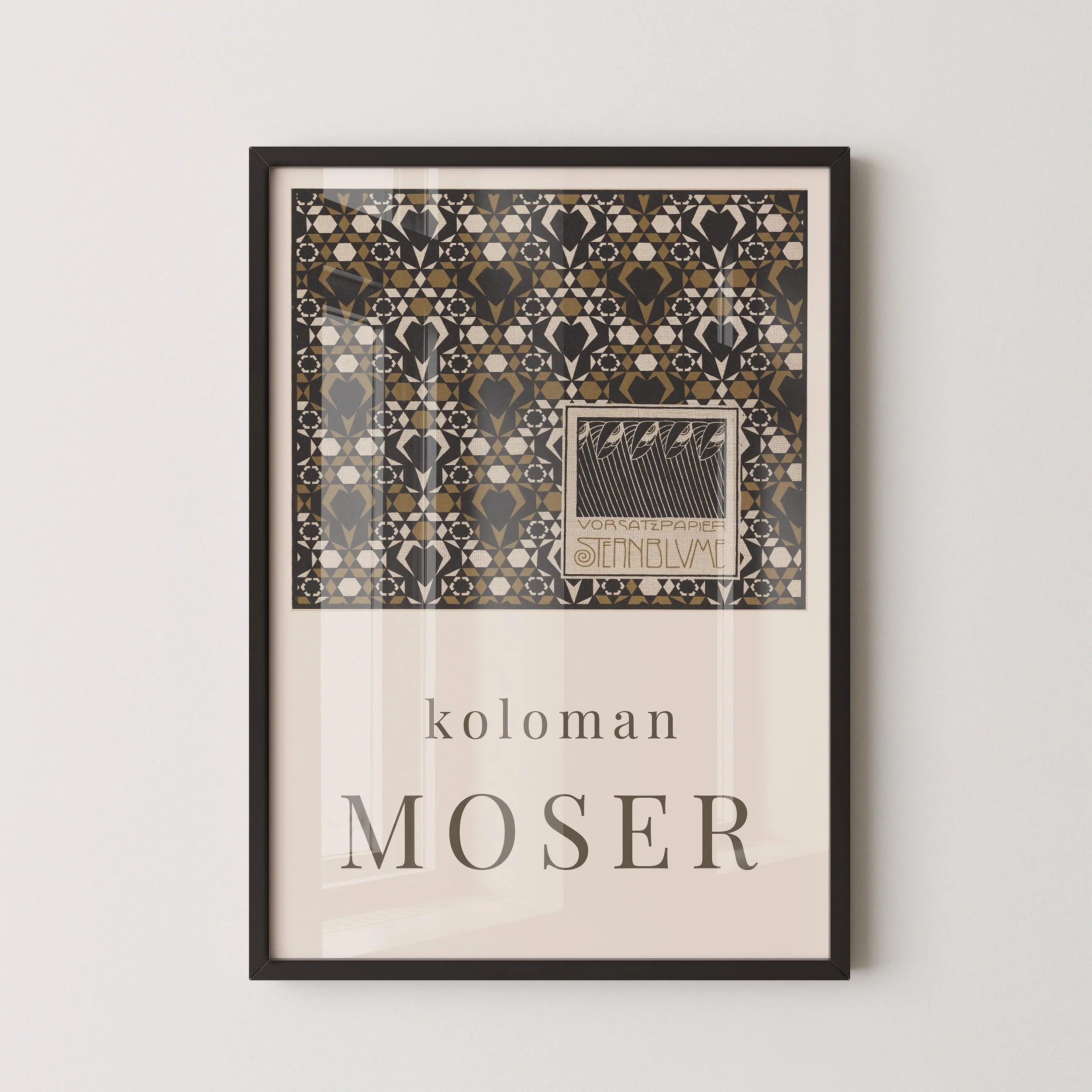 Koloman Moser - Starflower Endpaper | Famous Vintage Exhibition Poster Painting (available handframed or unframed) - 9ArtPrints