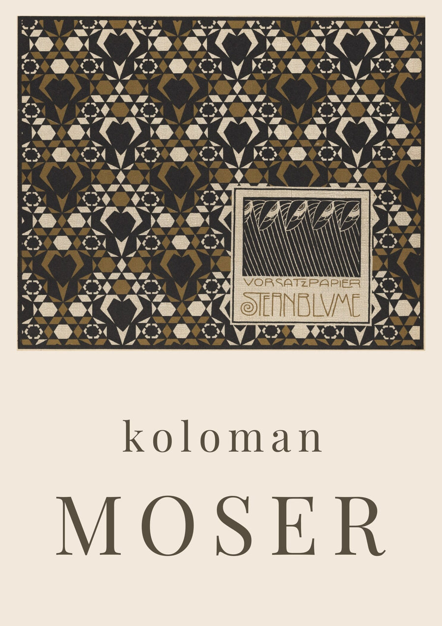 Koloman Moser — Starflower Endpaper | Vienna Secession Design Print shown to scale on a wall above a sofa