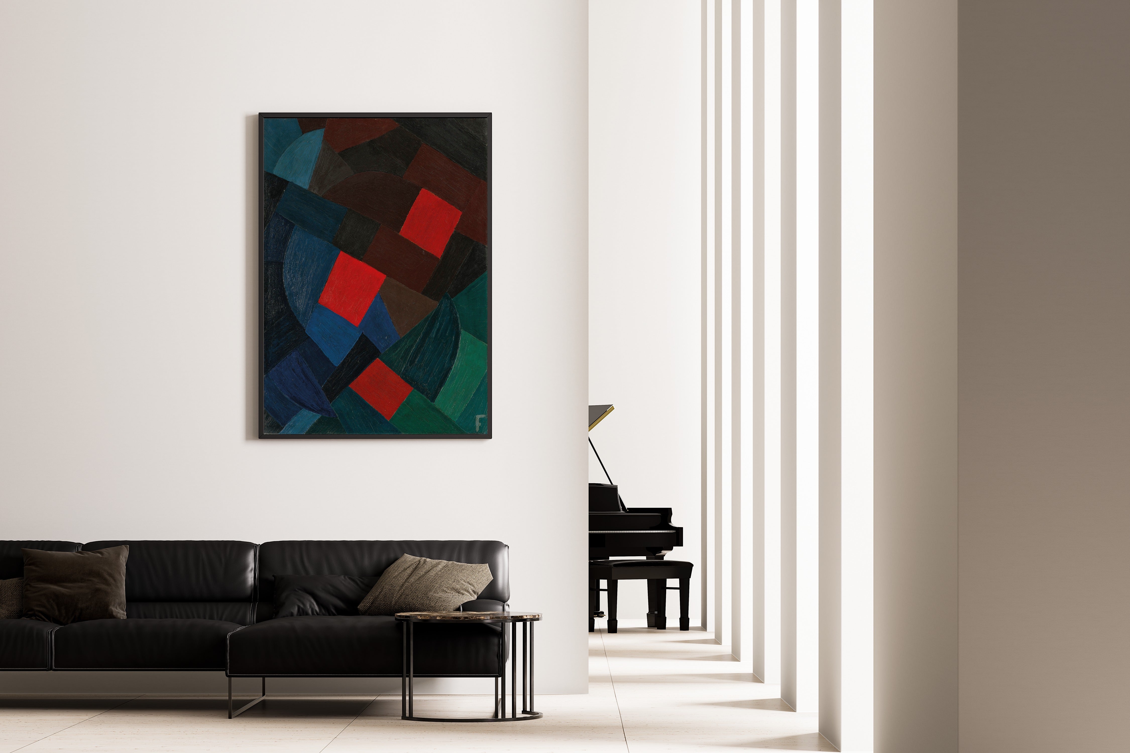 Otto Freundlich — Komposition (1935–1936) | Abstract Mosaic in Red & Navy Fine Art Print