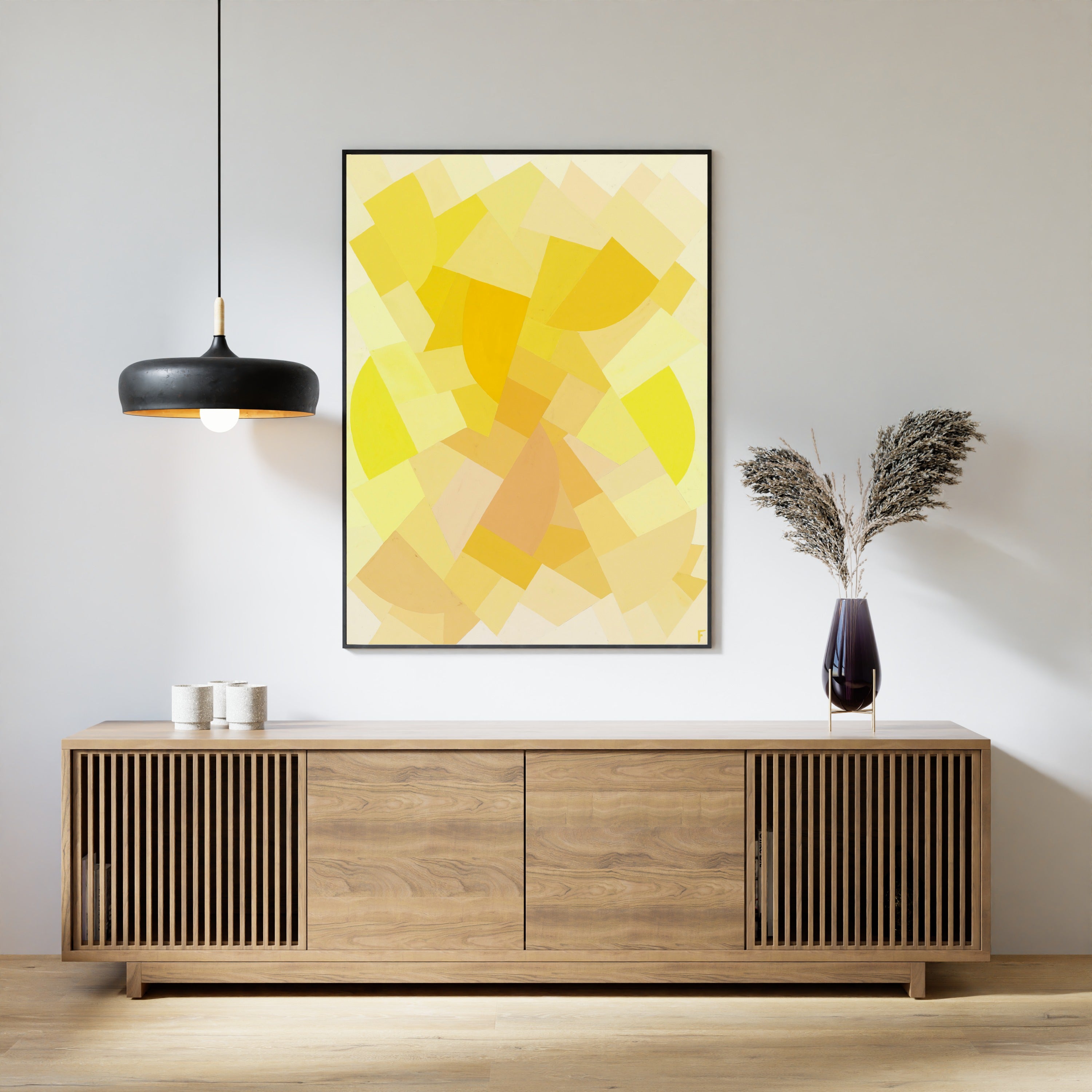 Otto Freundlich — Komposition (1938) | Pale Yellow Abstract Composition Fine Art Print