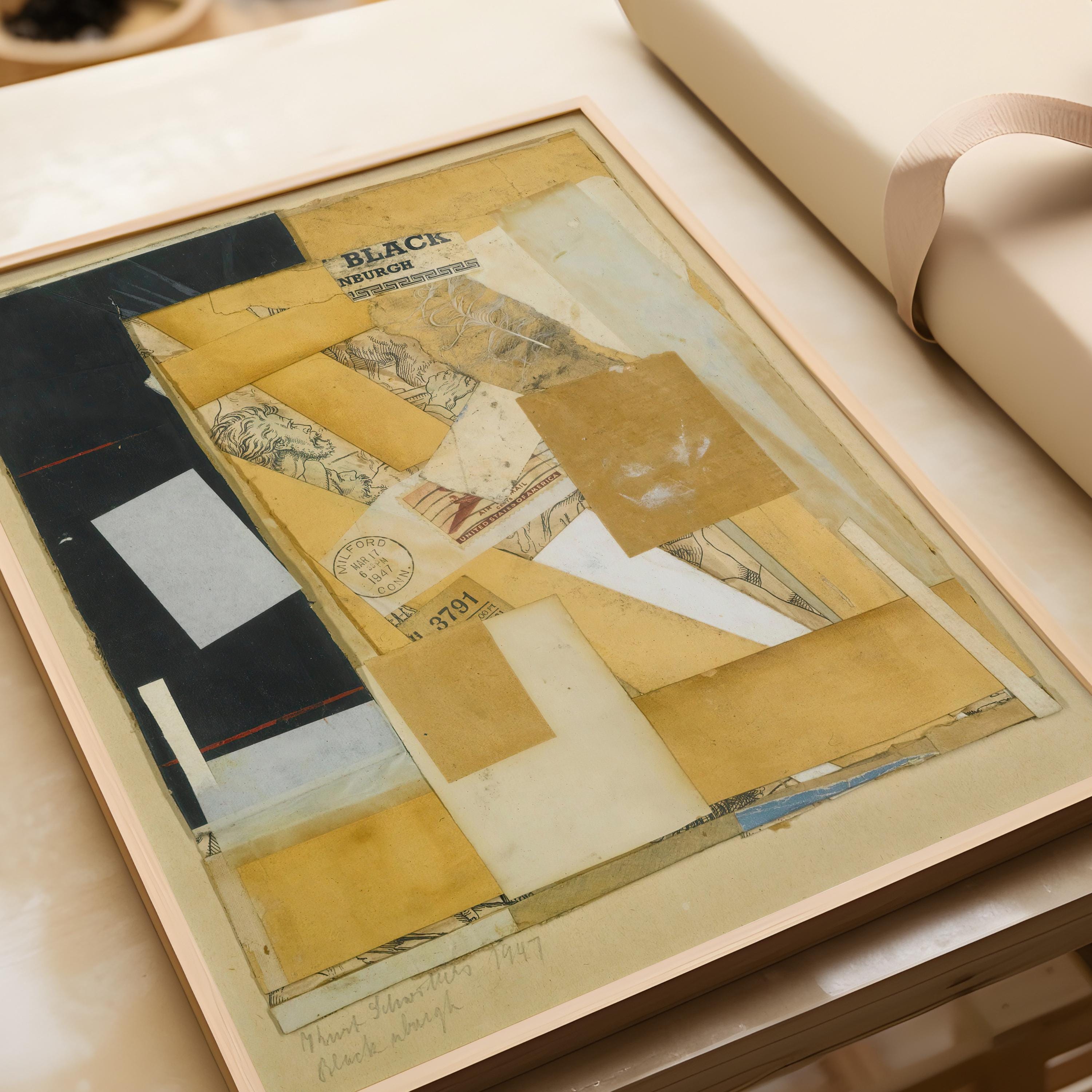 Kurt Schwitters - Black NBurgh | Dadaist Constructivist Mid - Century Modern Collage Art Print (available handframed or unframed) - 9ArtPrints