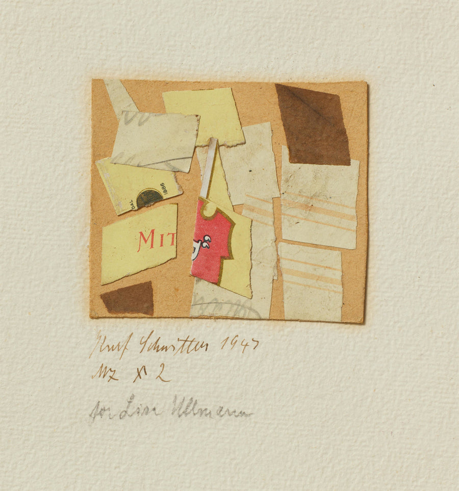 Kurt Schwitters — Mz x 2 | Fine Art Print shown to scale on a wall above a sofa