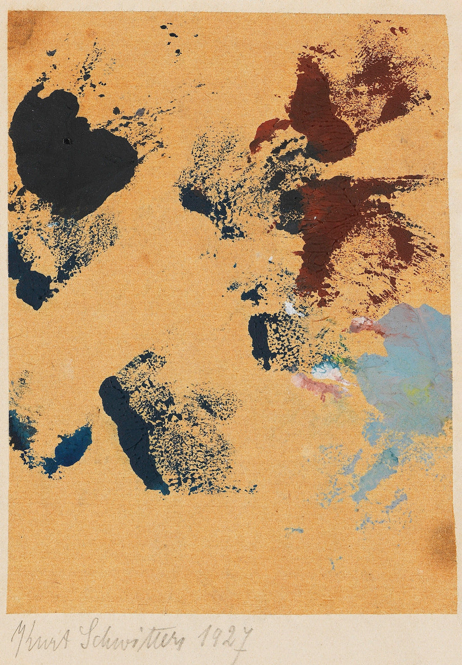 Kurt Schwitters — Ohne Titel (Spritzen Farbe) | Fine Art Print shown to scale on a wall above a sofa