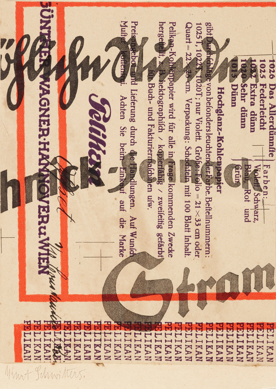 Kurt Schwitters — Schnack (Pelikan) | Fine Art Print shown to scale on a wall above a sofa