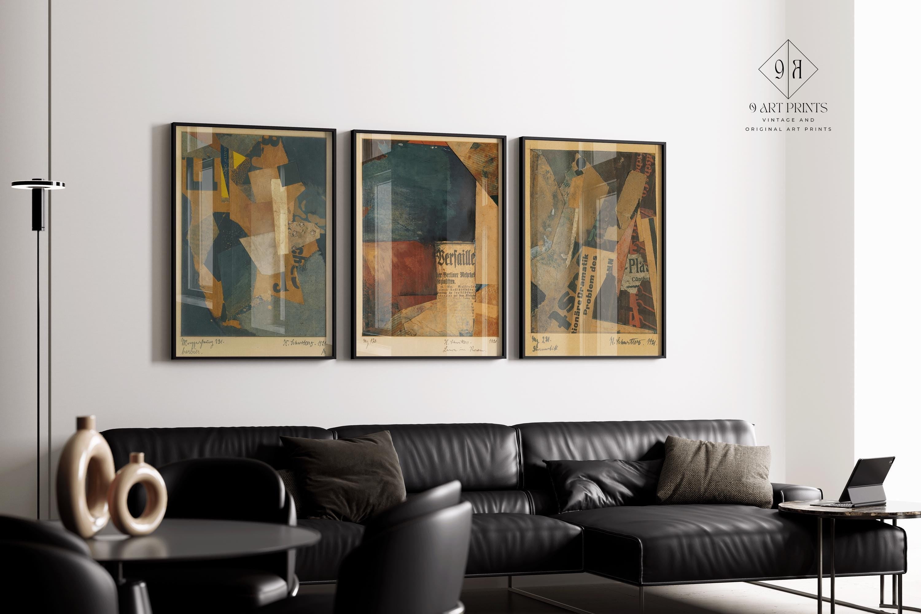 Kurt Schwitters STATEMENT TRIO Bauhaus Style Collage| Vintage Dadaism Constructivist Art (Available Frame or unframed) - 9ArtPrints