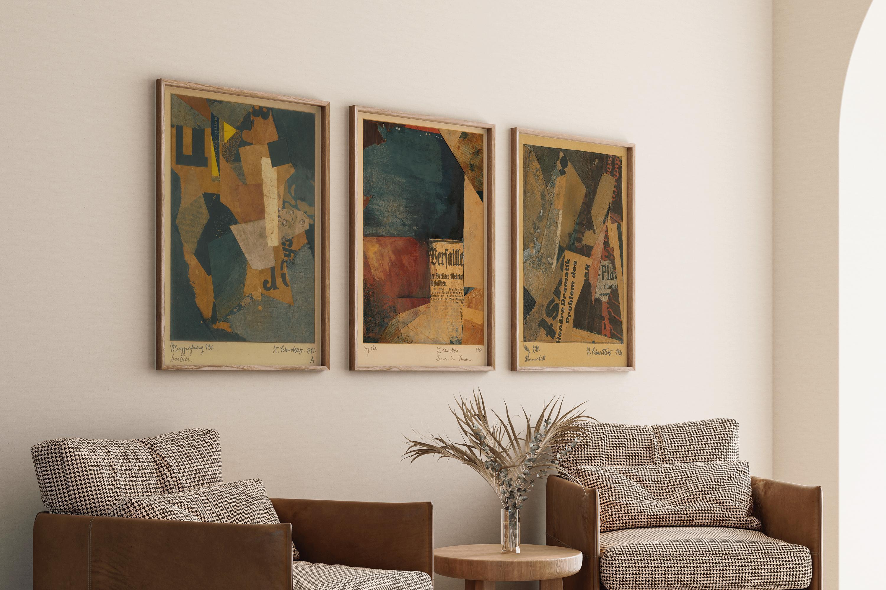 Kurt Schwitters STATEMENT TRIO Bauhaus Style Collage| Vintage Dadaism Constructivist Art (Available Frame or unframed) - 9ArtPrints