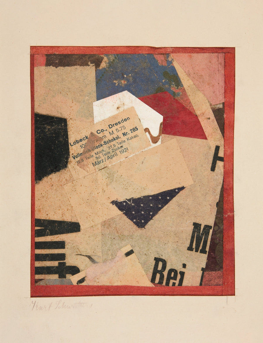 Kurt Schwitters — Untitled [Lobeck & Co., Dresden] | Fine Art Print shown to scale on a wall above a sofa