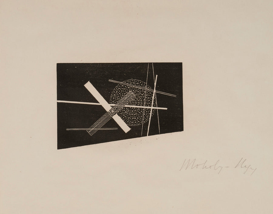 László Moholy-Nagy — Composition (circa 1923) | Fine Art Print shown to scale on a wall above a sofa