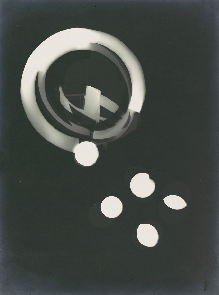László Moholy-Nagy — Fotogramm (1925) | Fine Art Print shown to scale on a wall above a sofa